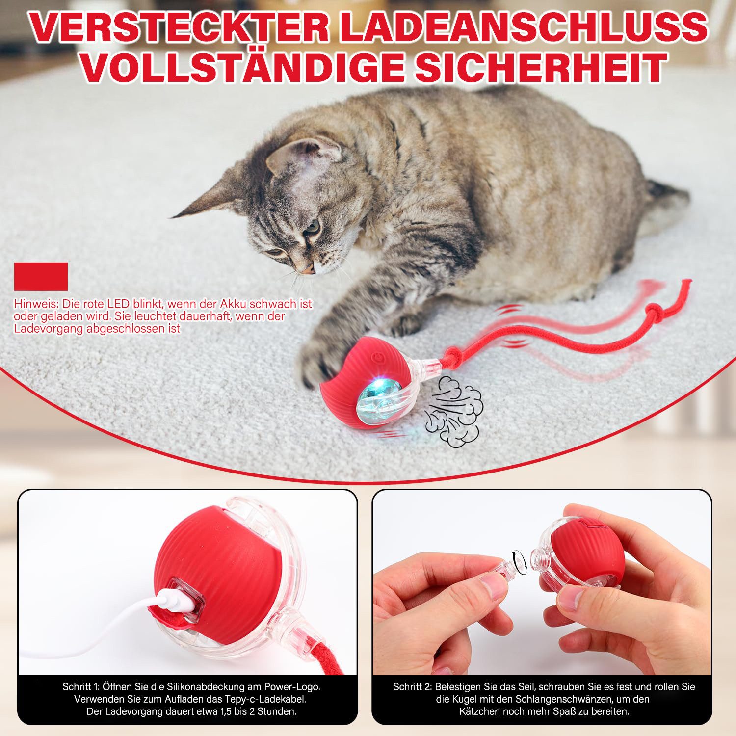 MOPUEA Tier-Intelligenzspielzeug Interaktives Haustier Spielzeugball mit Zu günstig online kaufen