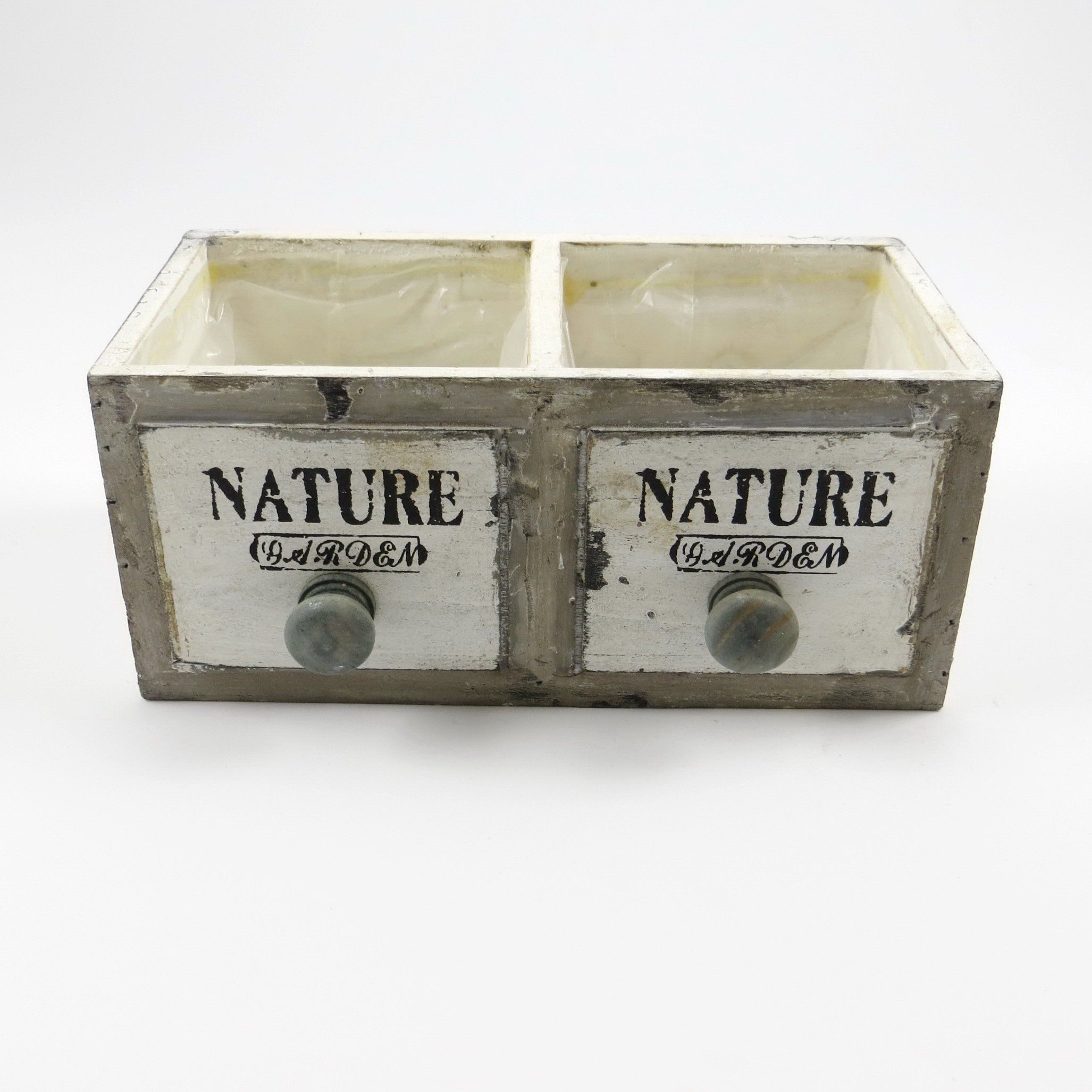 Deko AS Dekokorb Deko-Schublade - Holzbox - Vintage grau-weiß - 22,5 x 11,5 x 10 cm