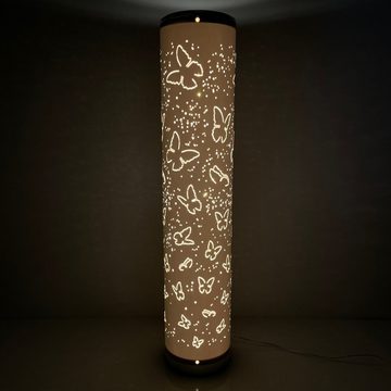 Online-Fuchs LED Stehlampe mit 90 LED´s im Schmetterling-Design Deko Stimmungslicht, ROSÉ, LED fest integriert, warmweiß, ausgestanzte Schmetterlinge, 60 cm hoch, 13 cm Durchmesser, 1,8 m Zuleitung