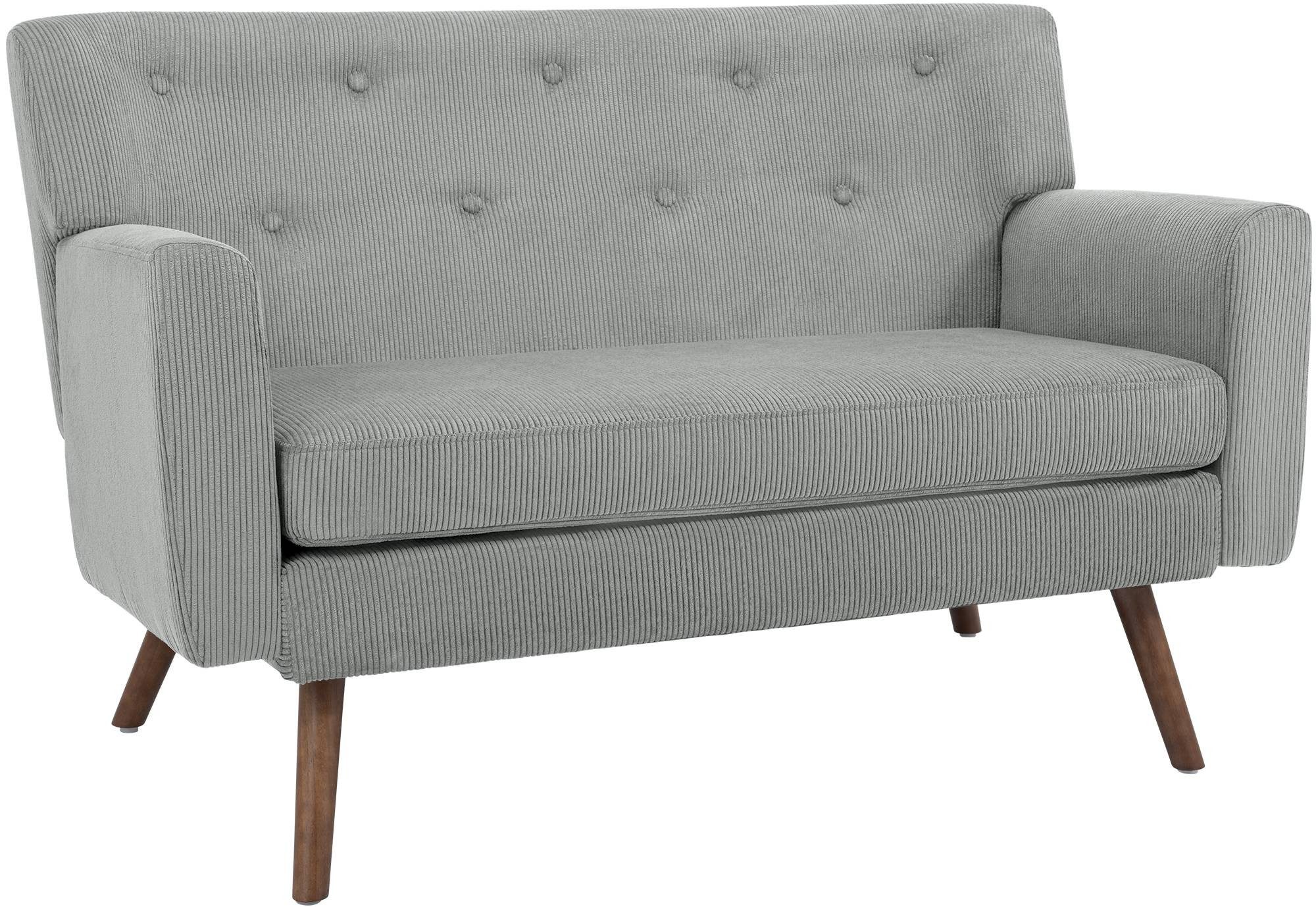 CLP Sofa Kioni, Cordbezug, Kautschukholz, bis 240 kg belastbar