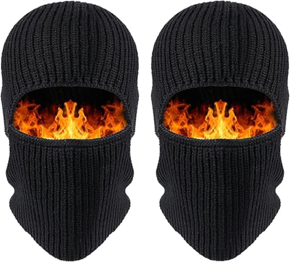 UE Stock Skimütze 2er-Pack Unisex Gestrickte Skimaske Gesichtsmaske Sturmhaube Schwarz funktional und bequem