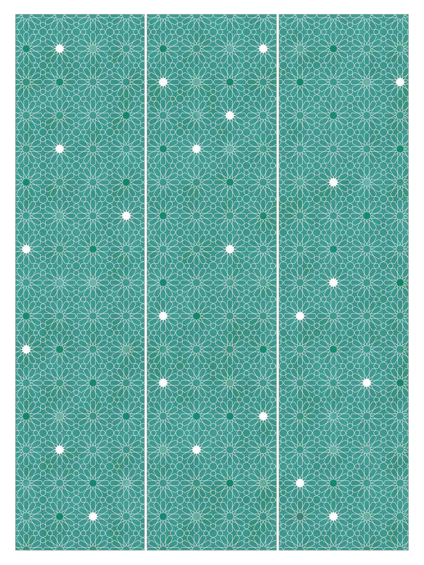 Bilderdepot24 Schiebegardine Flächenvorhang blickdicht Marokkanisches Sternen Muster (3 St), halbtransparent, Wohnzimmer große Flächengardine lichtdurchlässig als Klett-System