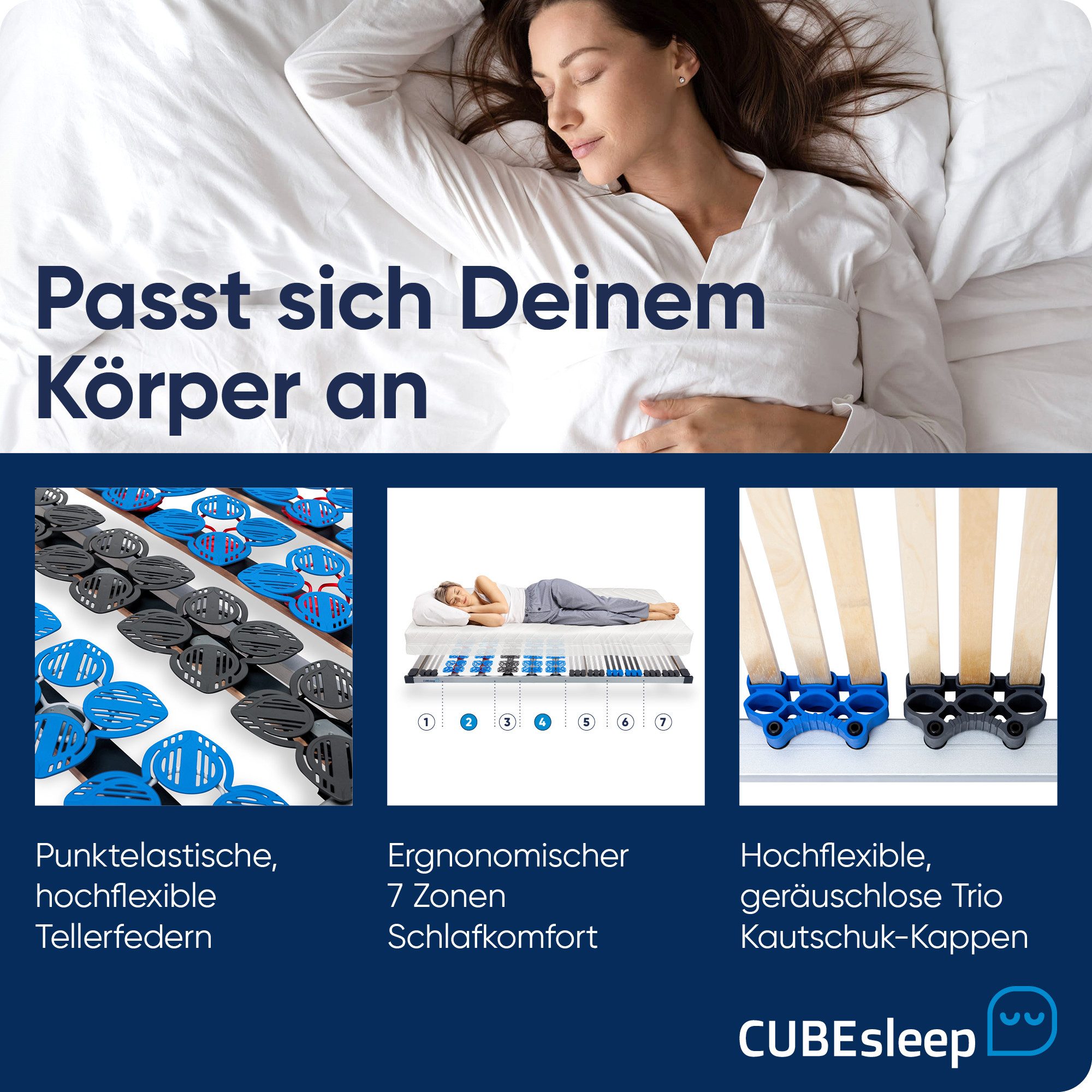 Lattenrost Plus NV, CUBEsleep, Kopfteil nicht verstellbar, Fußteil nicht verstellbar, 10 Jahre Garantie, fertig montiert, Made in Germany