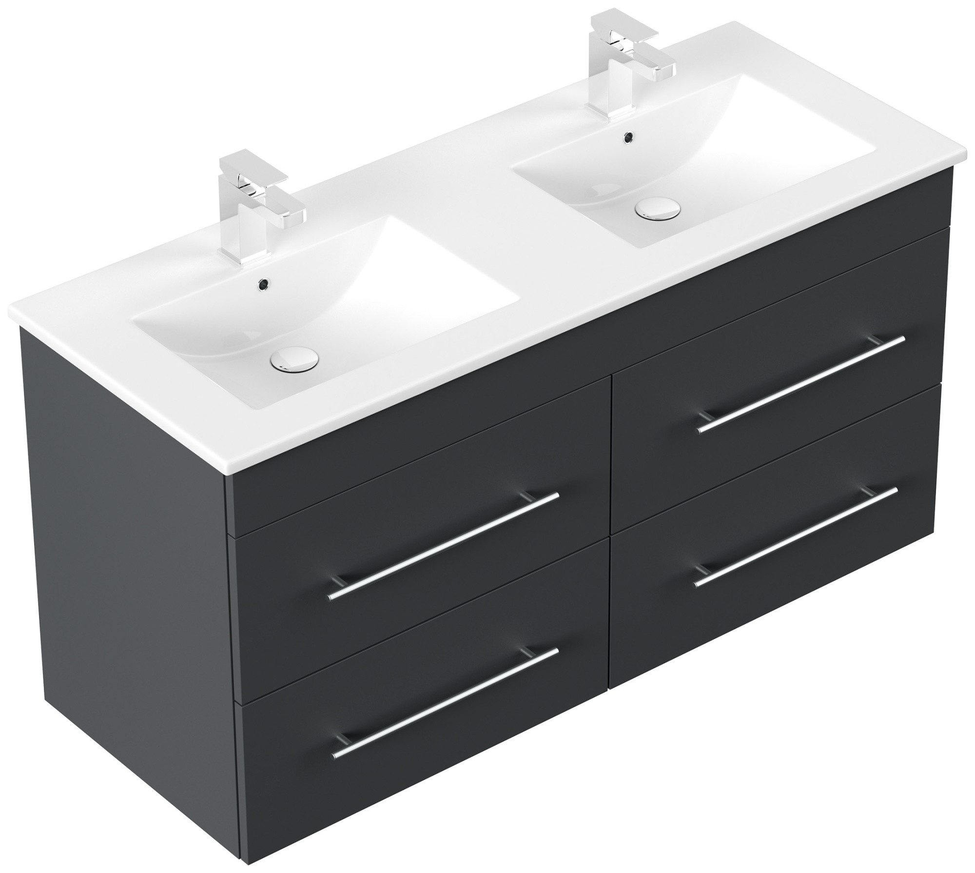 Magnolia Home Doppelwaschtisch Badmöbel Helios SoftClose grafit