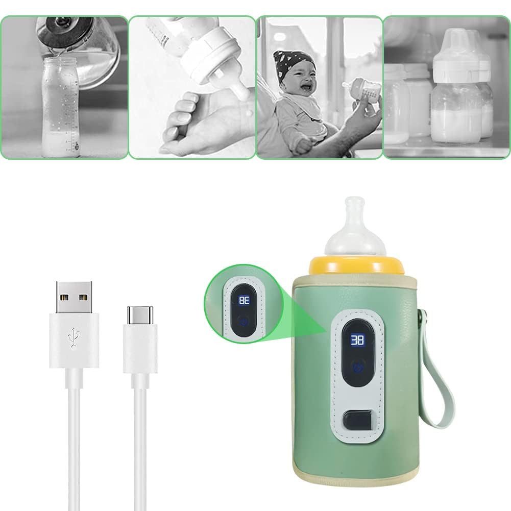 Coonoor Babyflaschenwärmer Tragbarer Baby Flaschenwärmer,USB Flaschenwärmer, Einstellbare Temperatur Babyflaschenwärmer