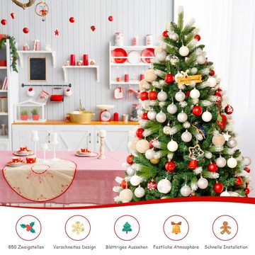 COSTWAY Künstlicher Weihnachtsbaum, mit 850 PVC-Zweigen, klappbarer Ständer