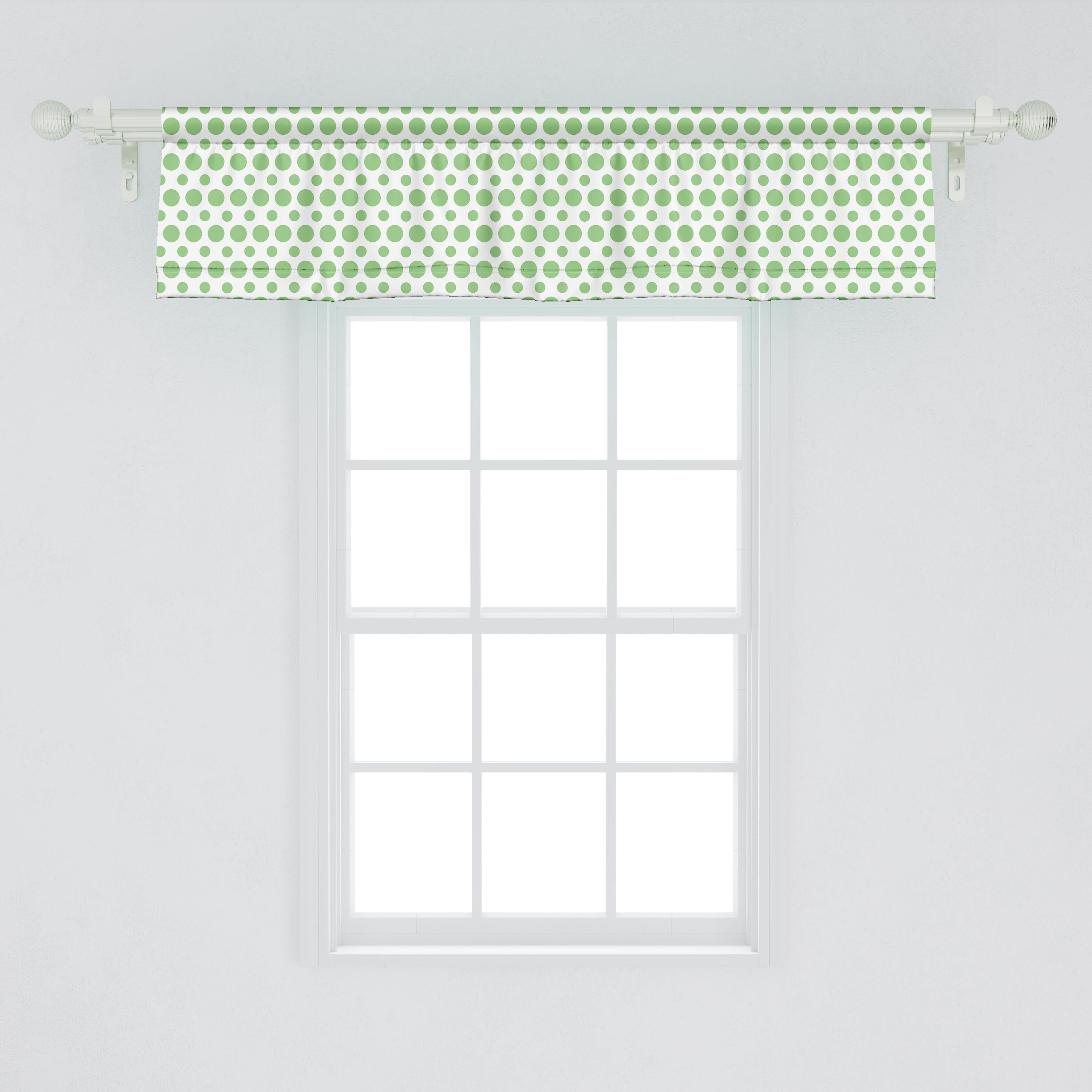 Volant Style-Punkte Microfaser, Pop-Art Küche Dekor Abakuhaus, für Retro Vorhang mit Stangentasche, Scheibengardine Grün Schlafzimmer