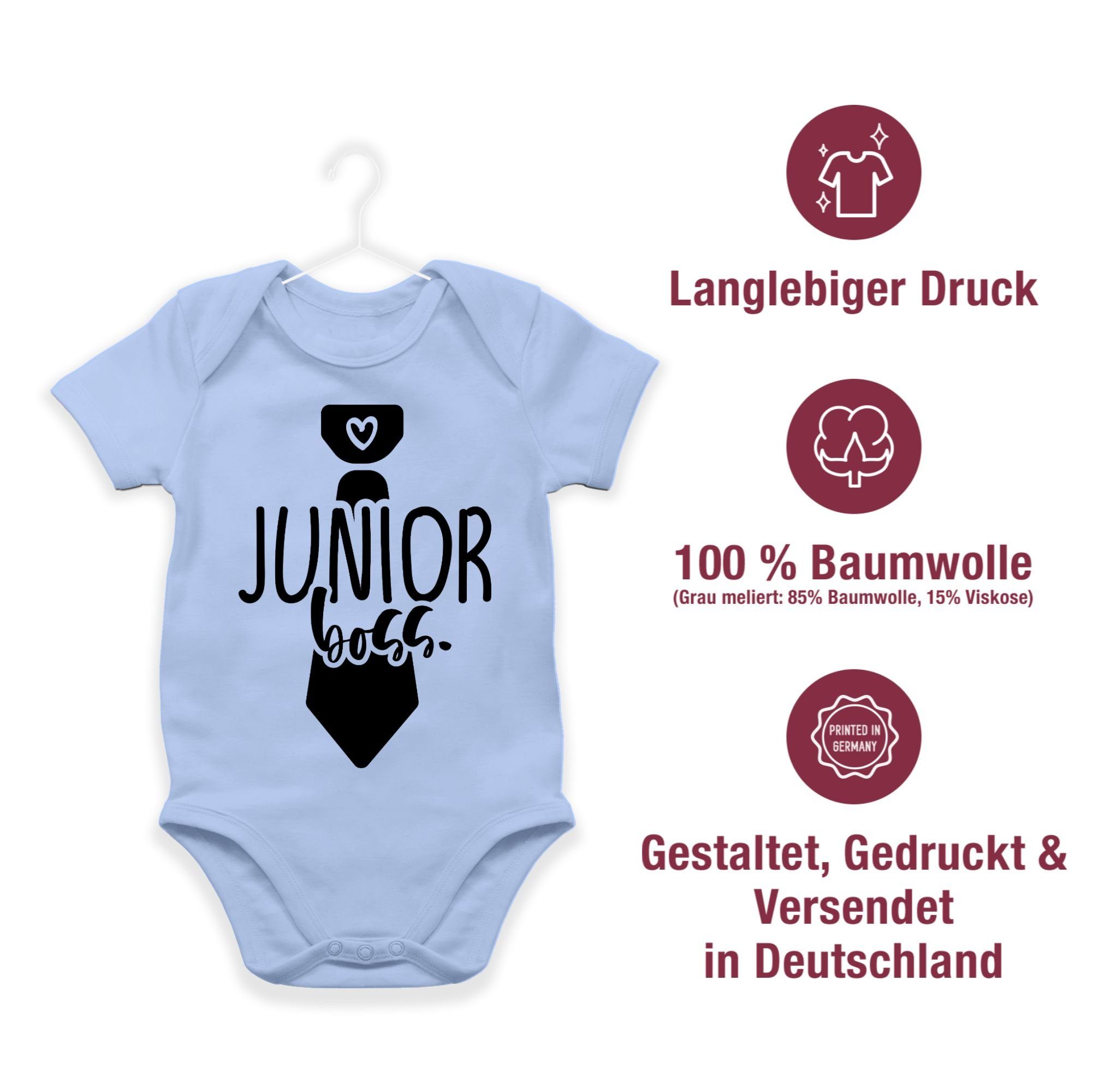 Shirtracer Shirtbody Junior Boss 1 Sprüche Baby Babyblau