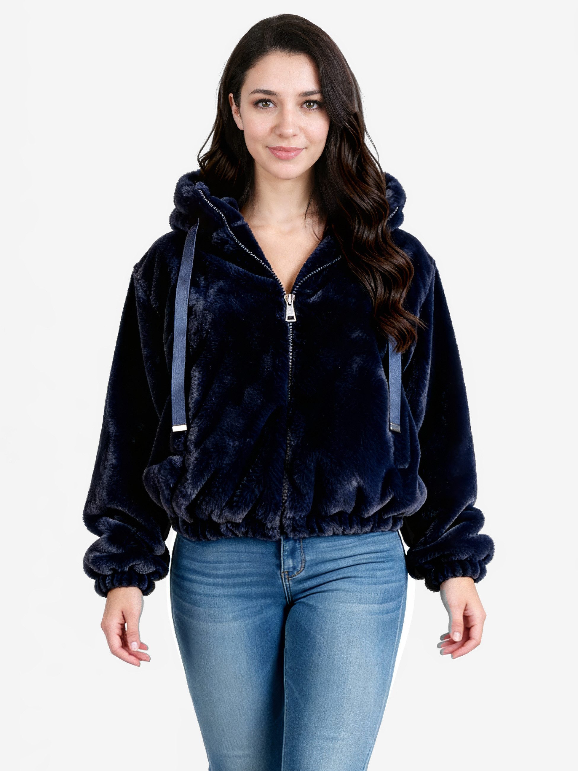 PEKIVESSA Fellimitatjacke Gefütterte Kapuzenjacke aus Kunstfell kuschelweic günstig online kaufen