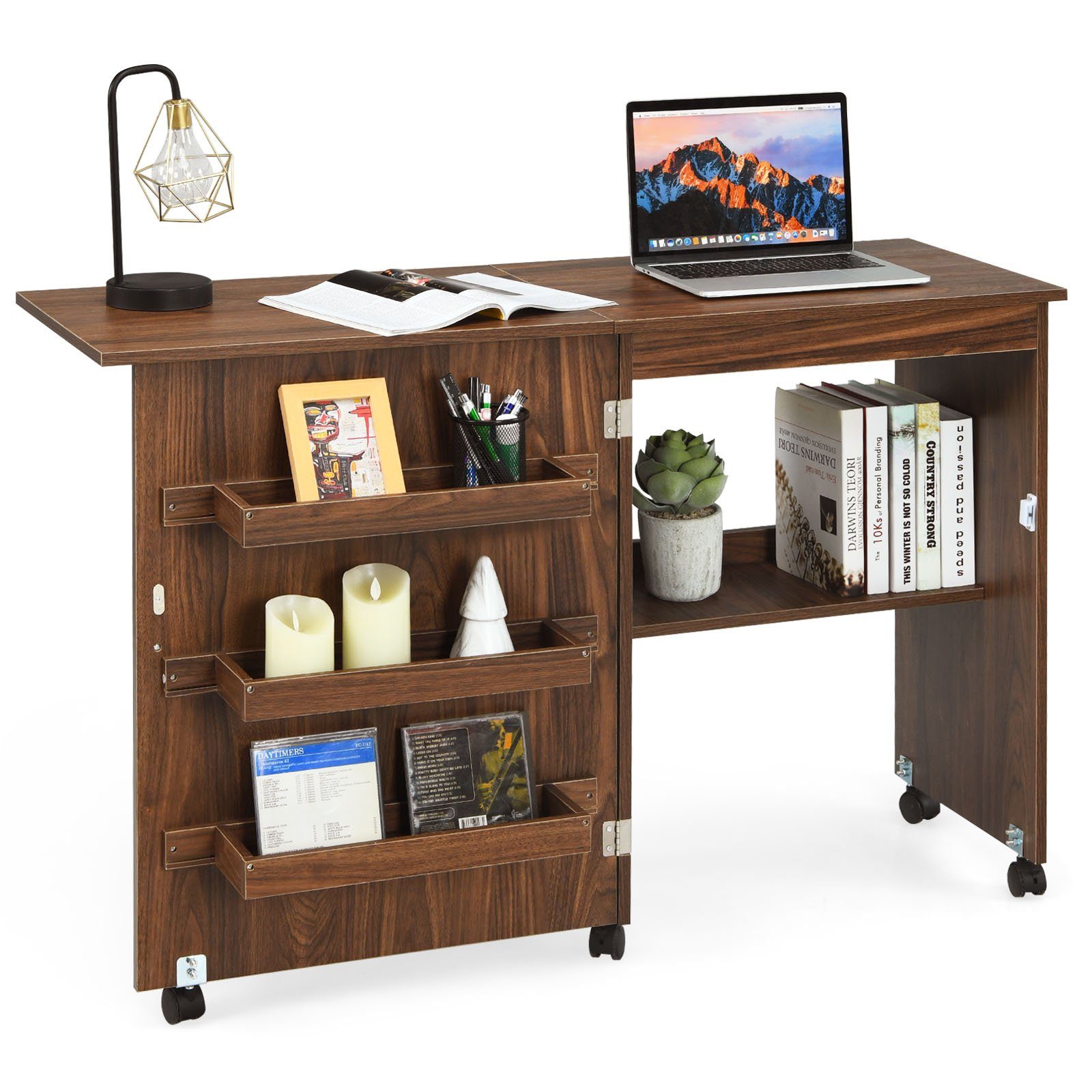 COSTWAY Regal-Schreibtisch »Nähschrank, Schreibtisch, Nähmaschinentisch«,  faltbar, auf Rollen, 118,5x40x79,5 cm online kaufen | OTTO