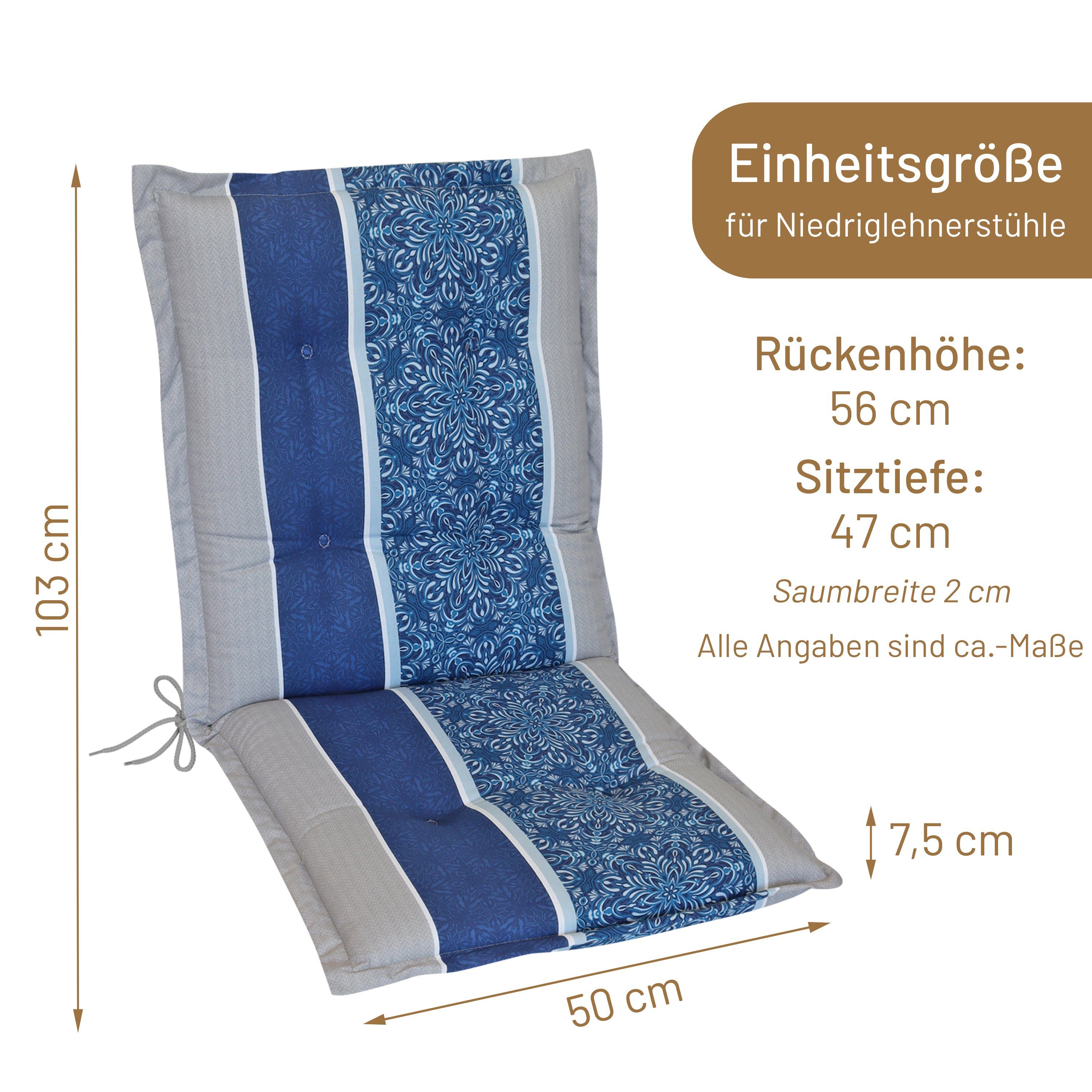 Herlag Polsterauflage Valeria, Niedriglehner 103x50x7,5cm, Design-Edition