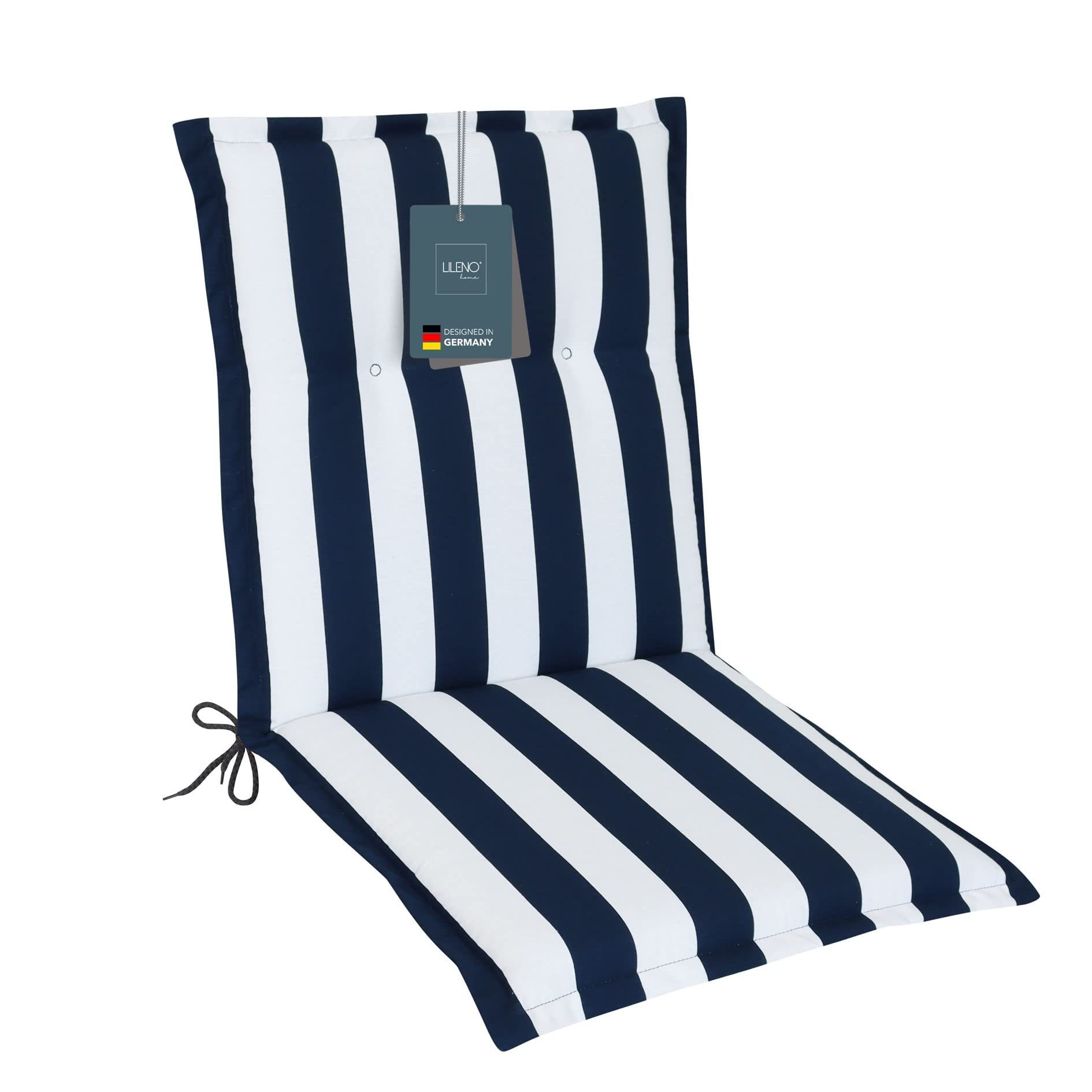 LILENO HOME Polsterauflage Niedriglehner, bequeme Sitzauflage für Gartenstühle, Stuhlkissen, (1 St., 1er Set), Gartenstuhl Auflage in Blockstreifen Blau, Sitzpolster waschbar