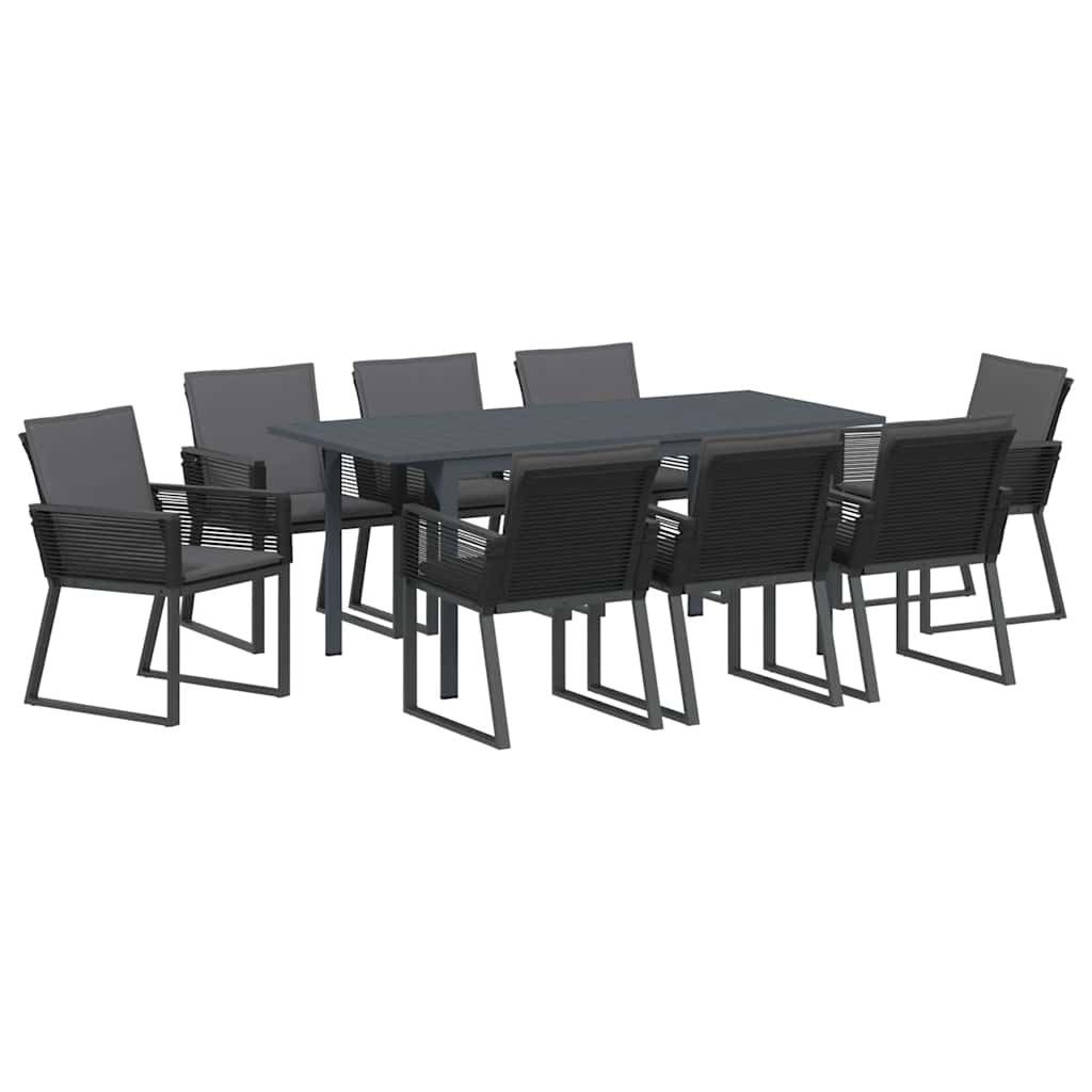 vidaXL Gartenlounge-Set Garten Essgruppe 9 pcs Anthrazit Poly-Rattan, (9-tlg)