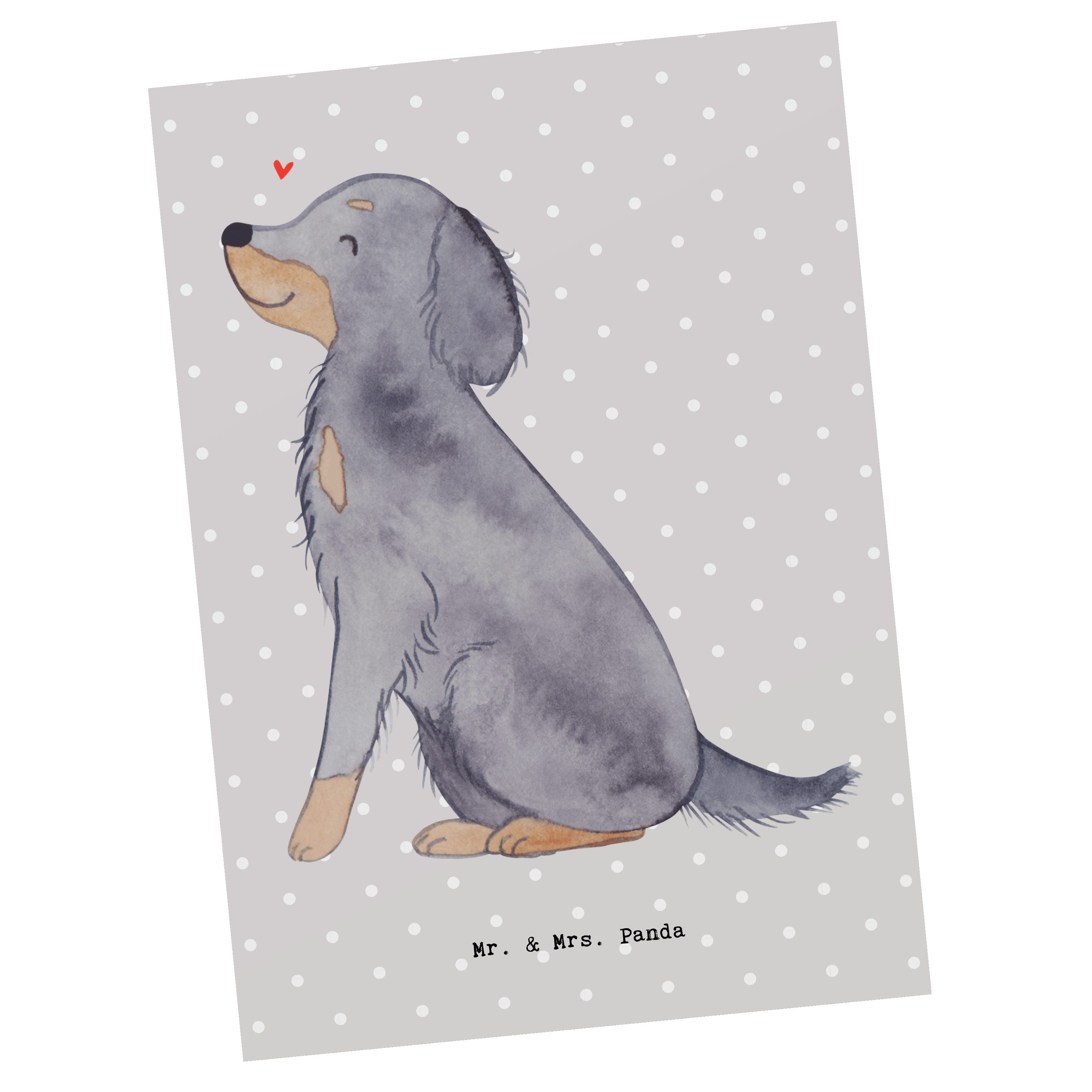 Pastell - Gordon - & Postkarte Hundebesitzer, Setter Panda Mr. Grau Geschenk, Einlad Mrs. Moment