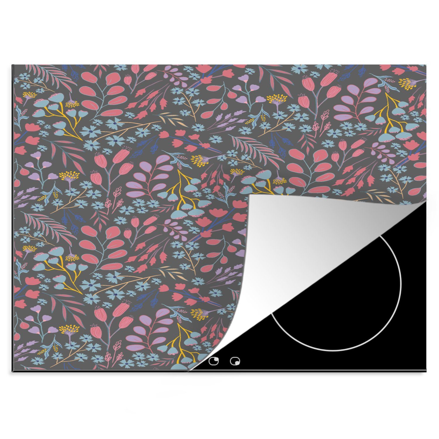 MuchoWow Herdblende-/Abdeckplatte Blumen - Pastell - Gestaltung - Natur, Vinyl, (1 tlg), 60x52 cm, Mobile Arbeitsfläche nutzbar, Ceranfeldabdeckung