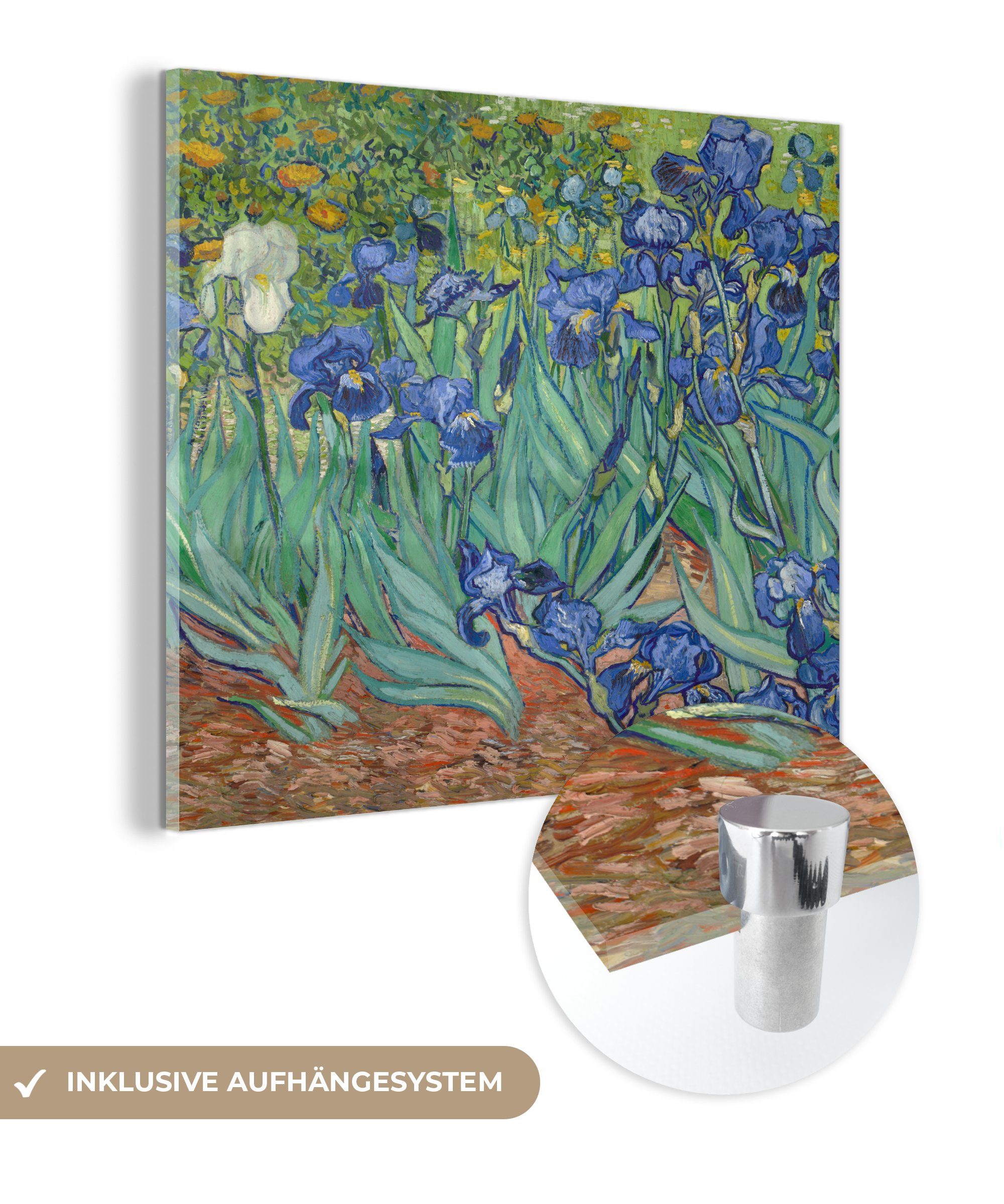 - Wandbild Glas Glasbilder St), - MuchoWow Acrylglasbild - Glas - Schwertlilien Die Foto Vincent auf (1 Bilder auf Wanddekoration van von Gogh, Gemälde