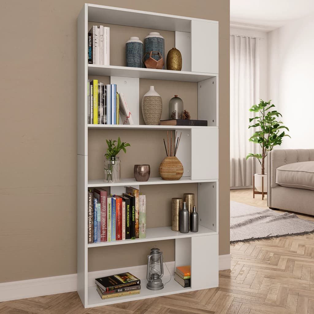 furnicato Bücherregal Bücherregal/Raumteiler Weiß 80x24x159 cm Holzwerkstoff, 1-tlg.