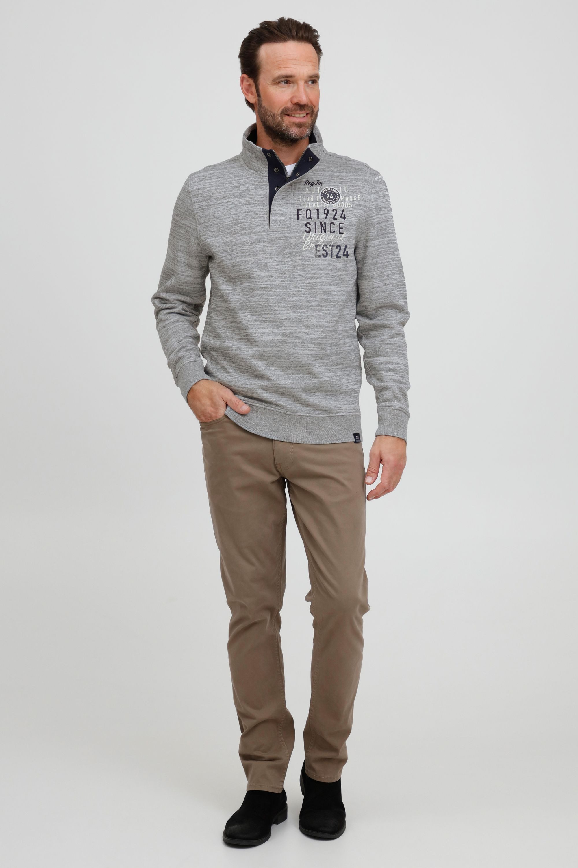 FQ1924 Troyer FQGudmund Modischer Strickpullover mit Print günstig online kaufen