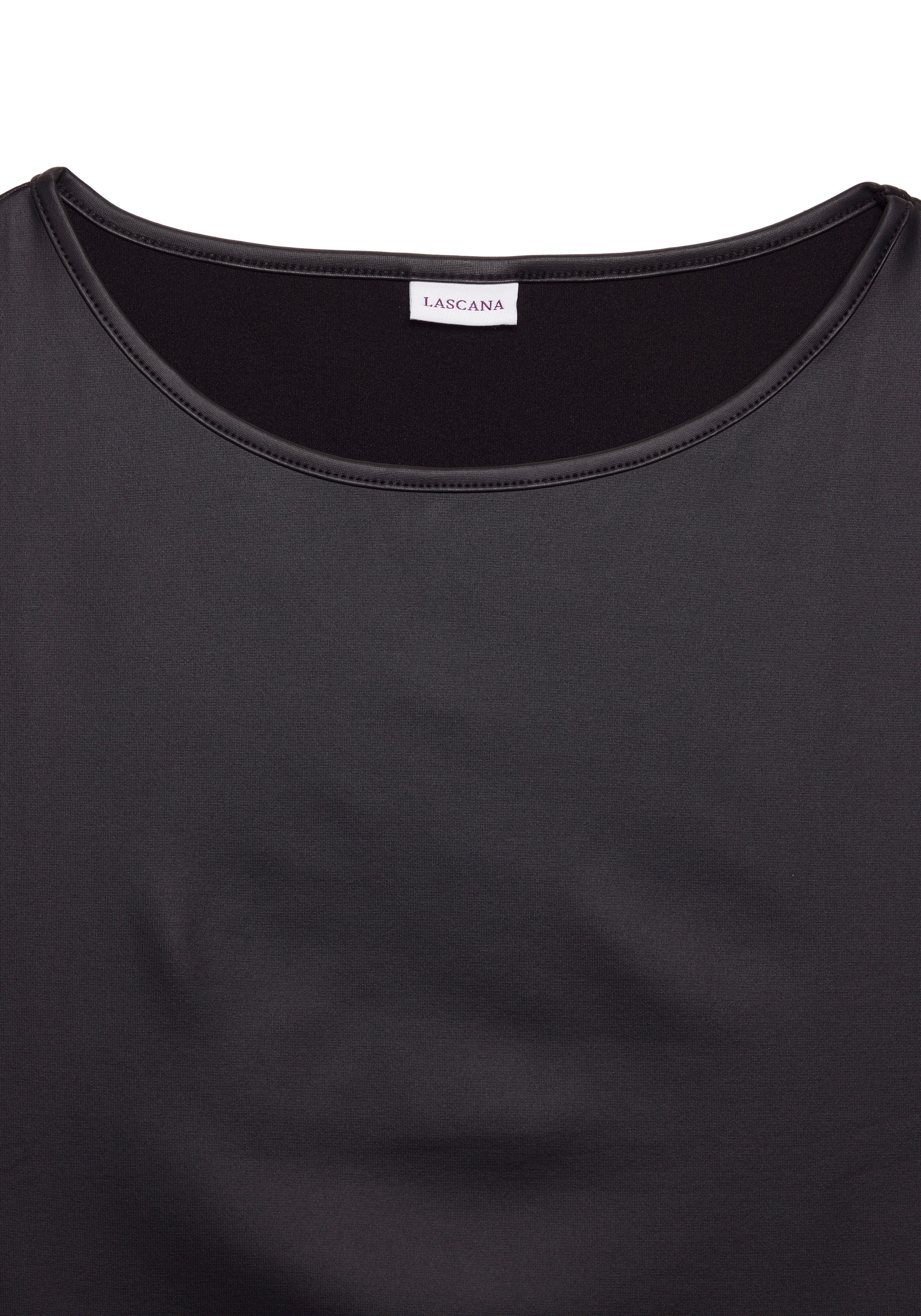 LASCANA Rundhalsshirt aus Lederimitat, Partytop