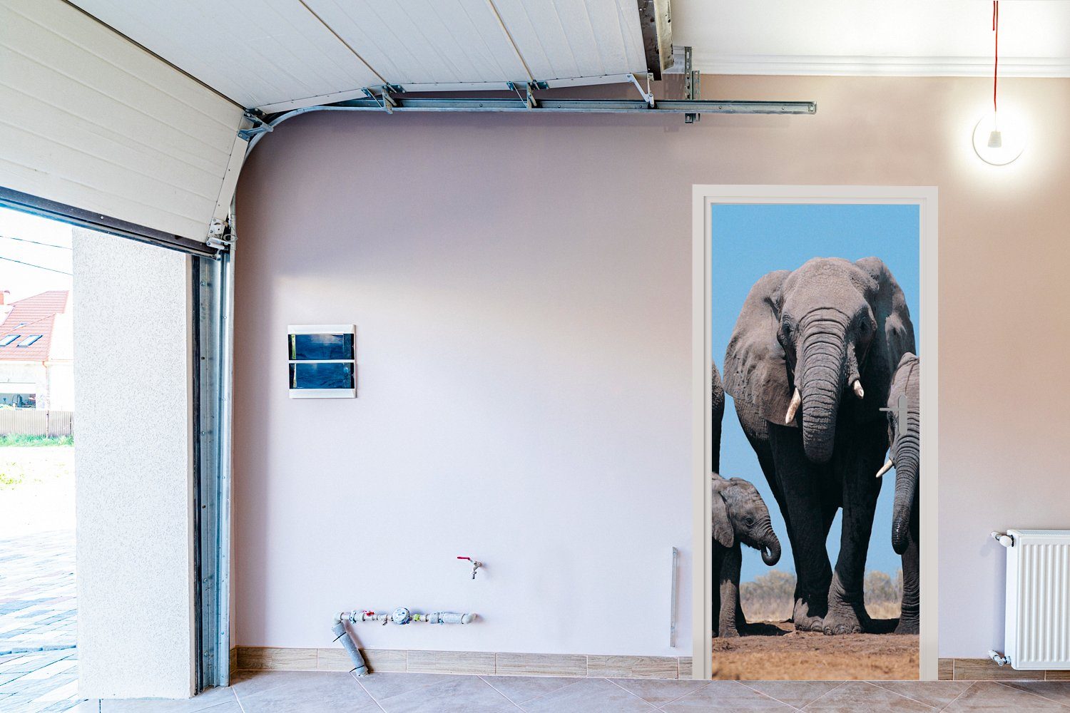 Tür, 75x205 Türtapete (1 Natur, - Elefant Tiere Fototapete cm Matt, Türaufkleber, bedruckt, Prärie MuchoWow St), - - für