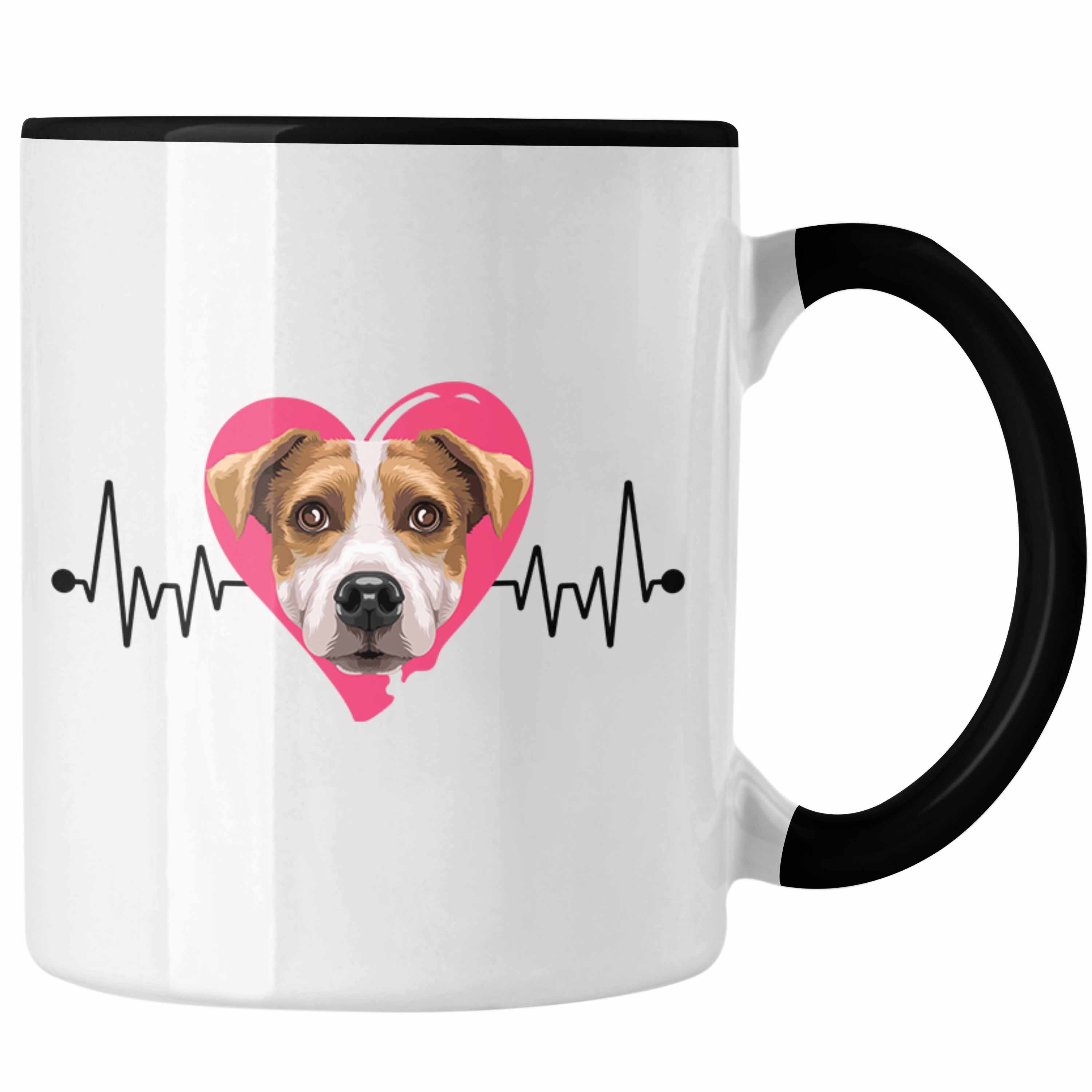 Trendation Tasse Jack Russel Besitzer Tasse Geschenk Lustiger Spruch Geschenkidee Herzs Schwarz