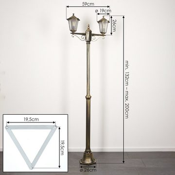 hofstein Außen-Stehlampe Wegeleuchte aus Metall/Glas in Goldfarben-Braun/Weiß, ohne Leuchtmittel, Kandelaber, Gartenbeleuchtung IP44, 2xE27, ohne Leuchtmittel