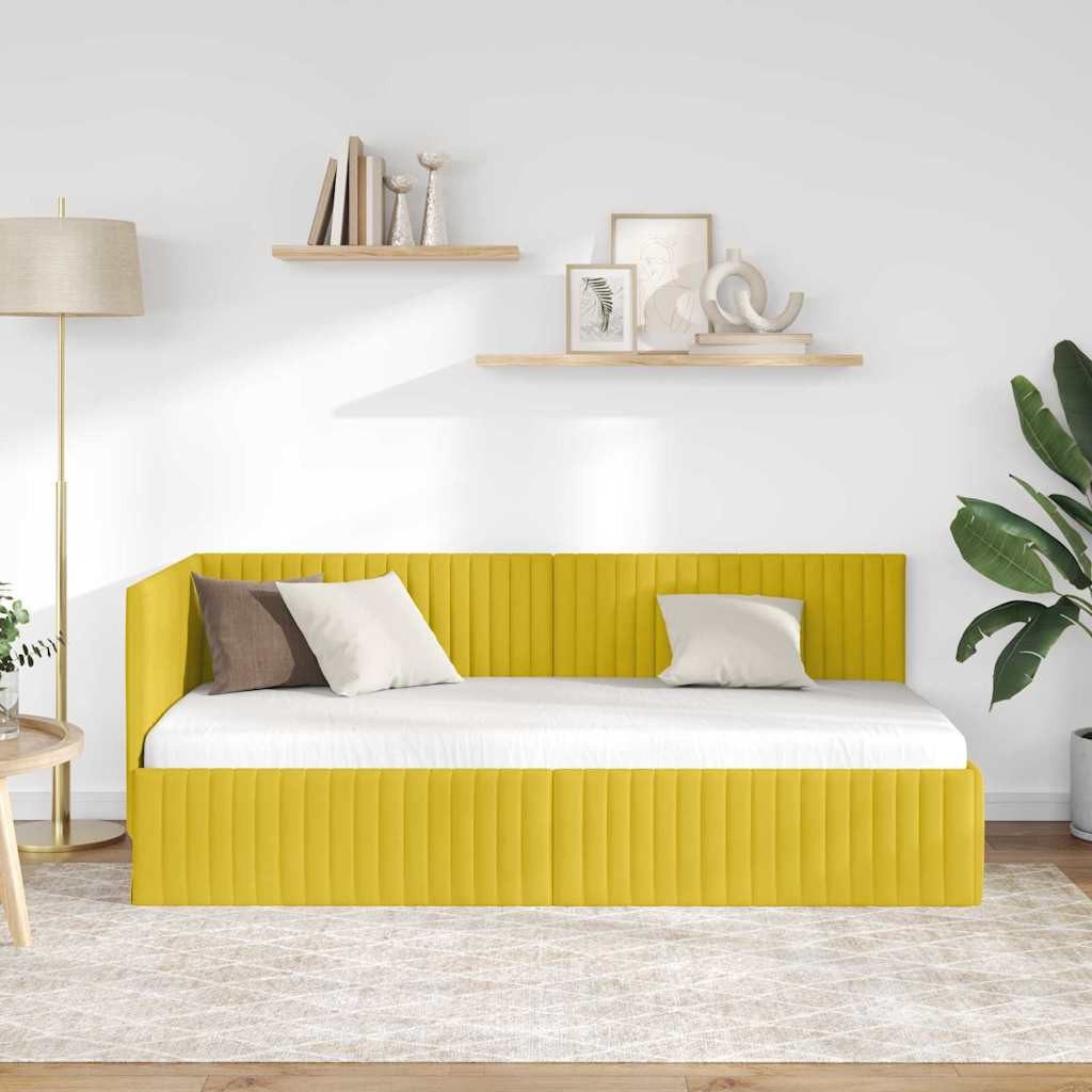 vidaXL Bett Eckbettgestell mit Kopfteil Gelb 90 cm x 190 cm Samt (1-tlg) günstig online kaufen