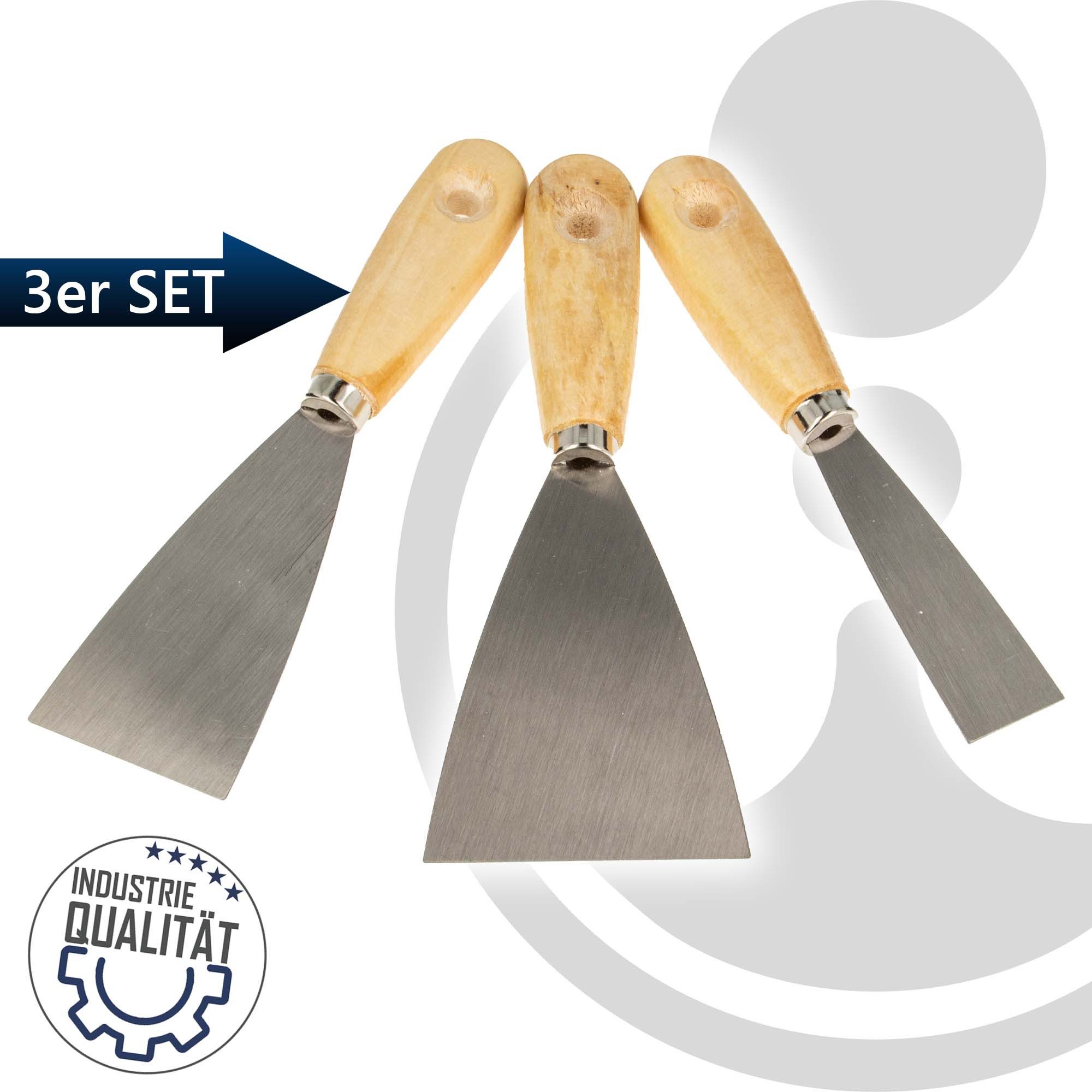 EUROTOOLS Malerspachtel Spachtel-Set 3-teilig 25 mm / 50 mm / 70 mm