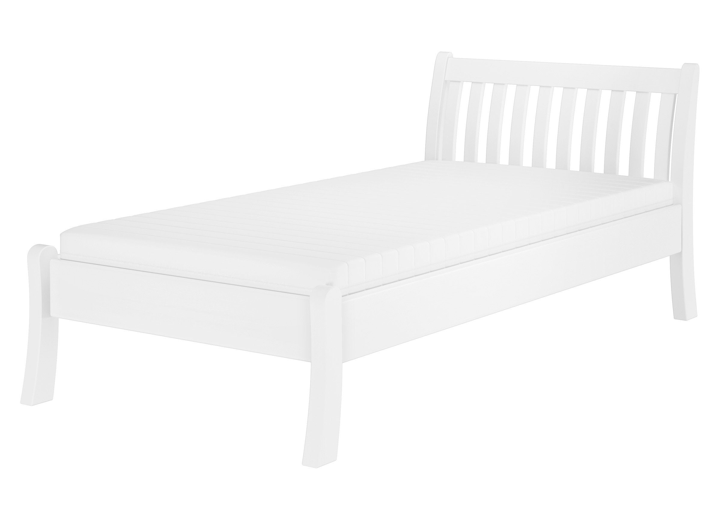 ERST-HOLZ Bett Einzelbett hohe Sitzkante Kiefer weiß 100x200 cm, Kieferwaschweiß