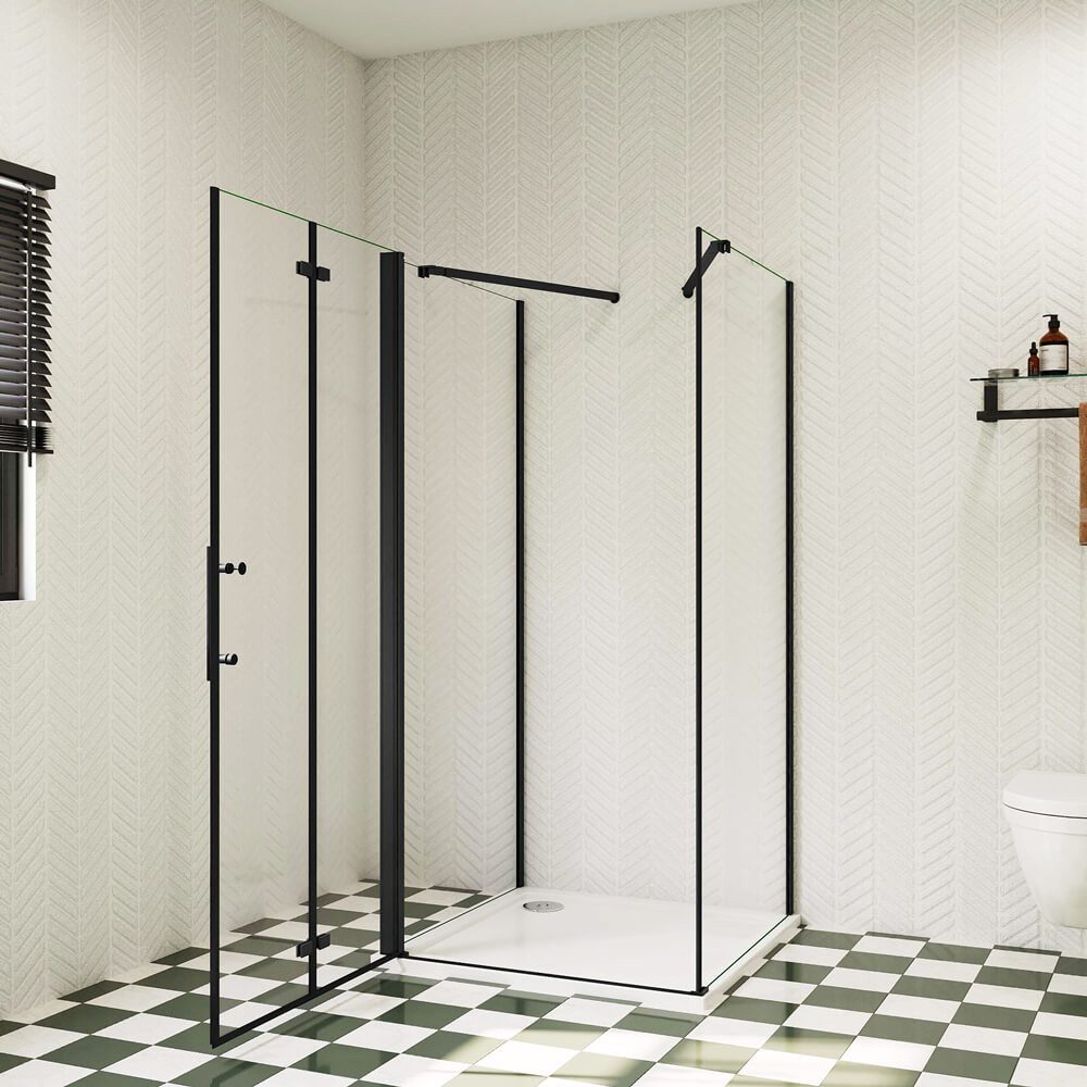 duschspa Komplettdusche U-Form Duschkabine Duschtür Falttür Scharniertür Nano Glas Dusche, BxT: 70x70 cm, Einscheibensicherheitsglas, Sicherheitsglas, Set, ebenerdiger Einbau möglich