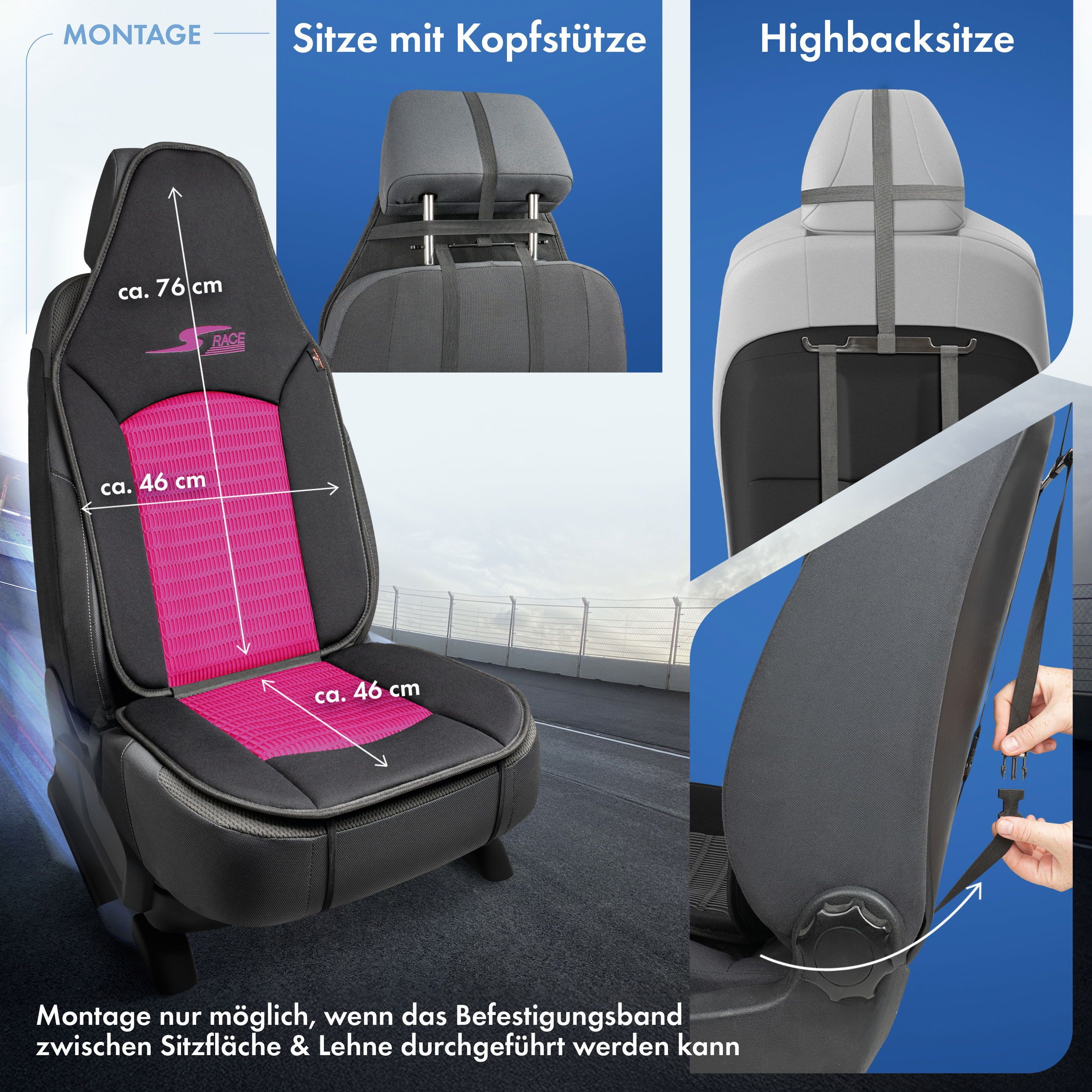 CarComfort Autositzauflage Sitzaufleger S-Race Pilotensit, 1 Stück, 1-tlg. – Bild 5 von 5