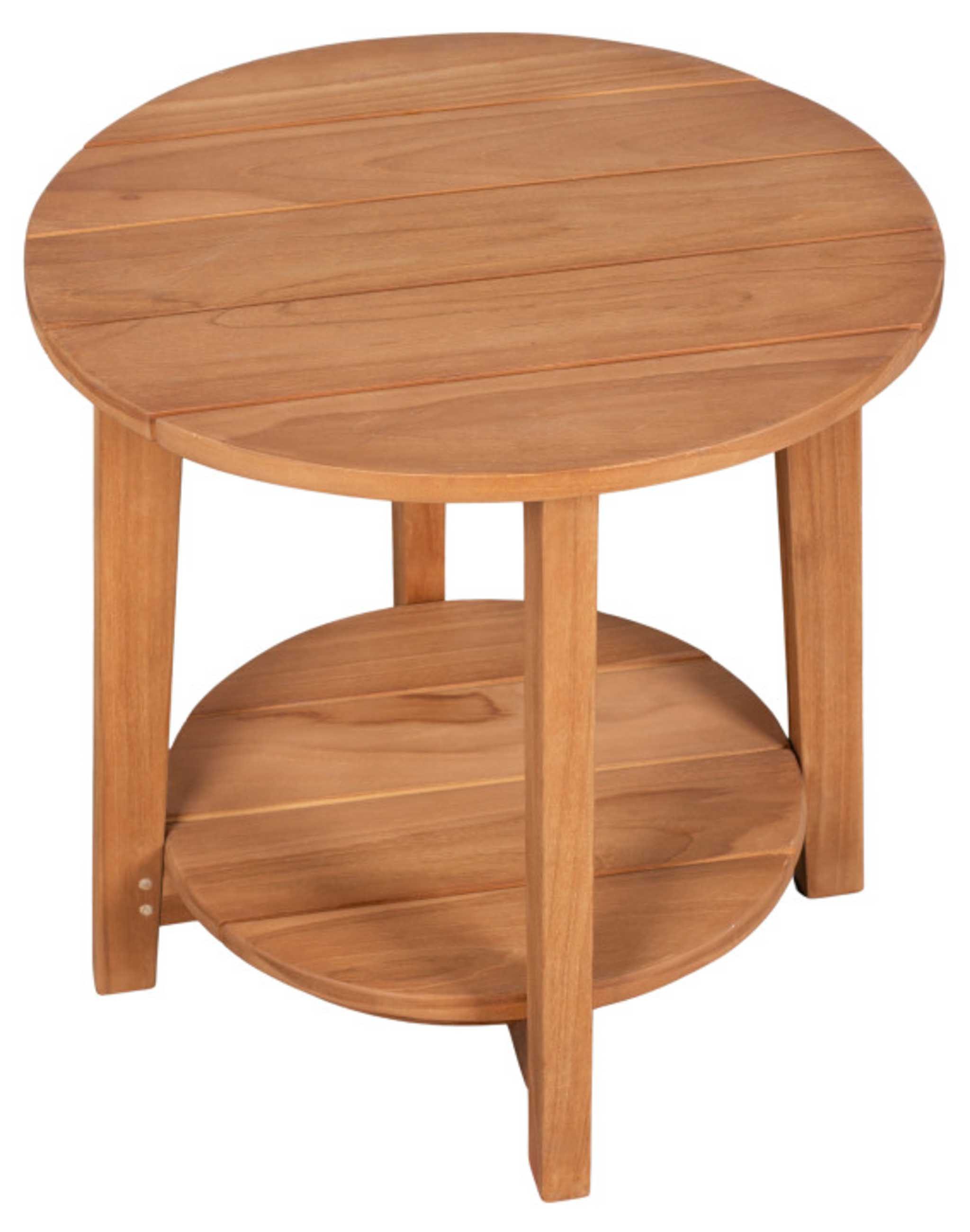 MR.DEKO Beistelltisch Milton rund Ø50 cm Teakholz Natur für Garten und Balkon (Ideal zu Deckchairs kombinierbar – für drinnen & draußen geeignet, 1-St), Plantagen-Teak Vollholz – wetterfest, vielseitig, leicht montierbar