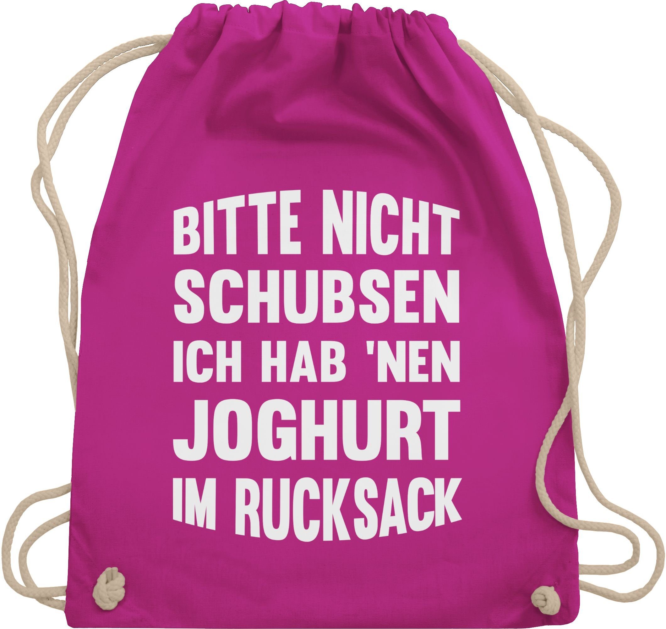 Shirtracer Turnbeutel Bitte nicht schubsen ich hab nen Joghurt im Rucksack, Sprüche Statement mit Spruch