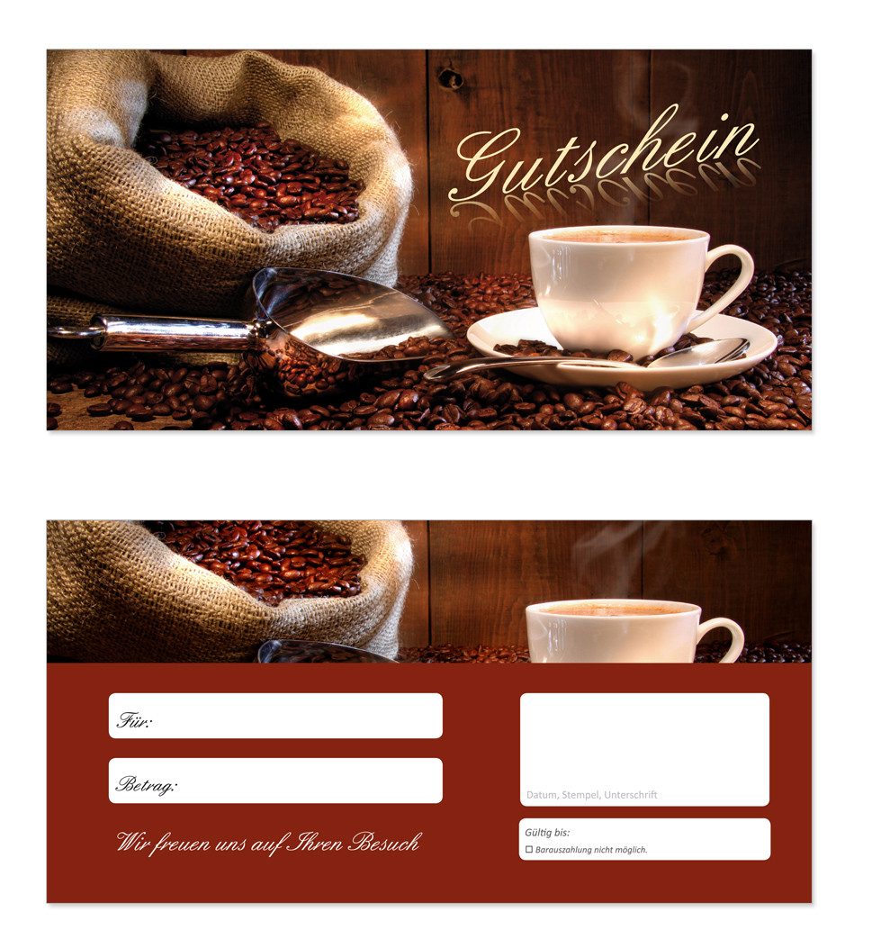 Geschenkkarte Geschenkgutscheine Kaffee Café Gutscheine Gutscheinkarten