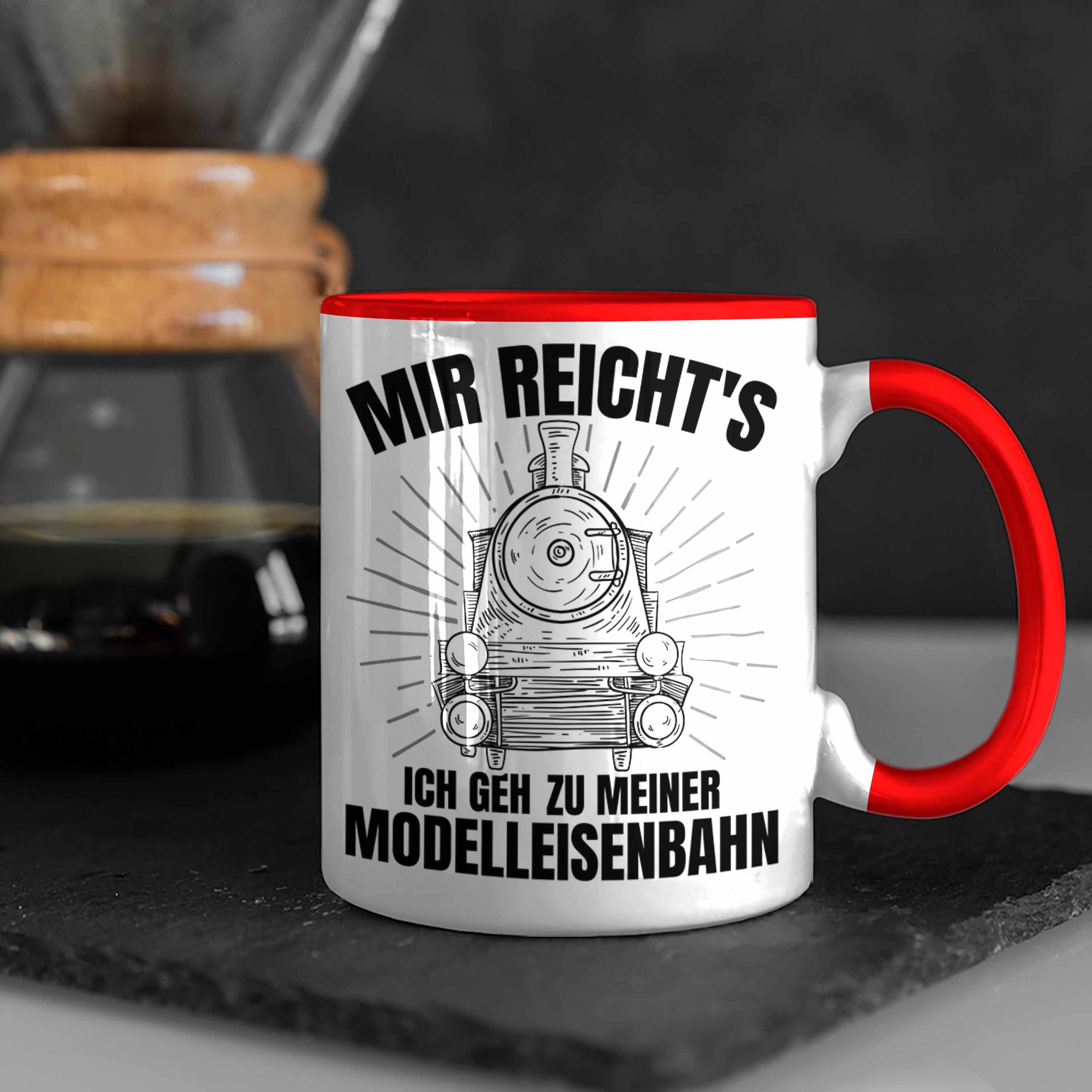 Trendation Tasse Trendation - Mir Geh Geschenk Zu Modelleisenbahn Reichts Spruch Mönner Dampflok Tasse Geschenkdidee Meiner Rot Ich