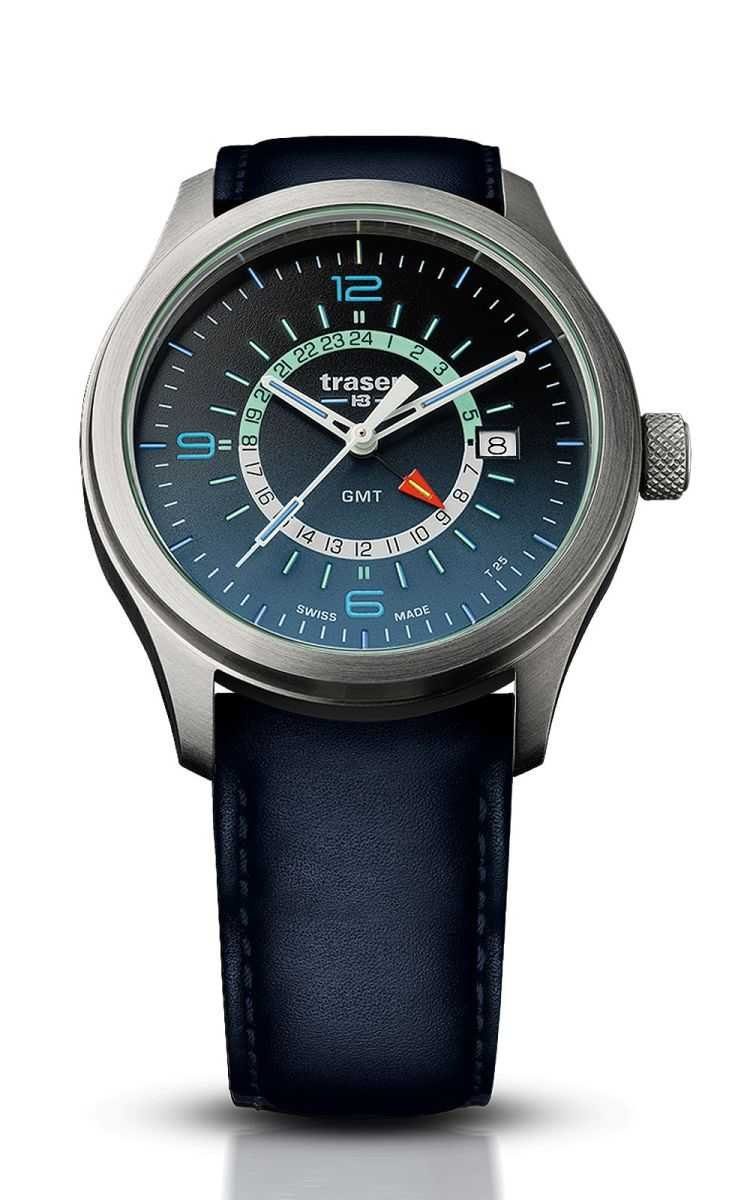Traser Quarzuhr »P59 Aurora GMT Blue Herrenuhr 107035 - Lederband - 42