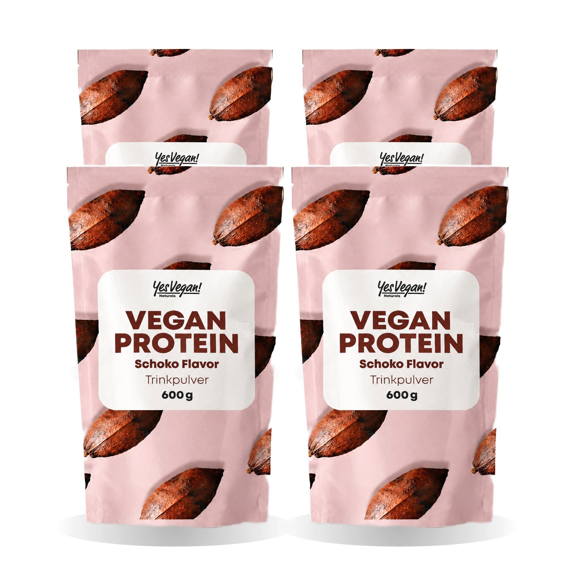 Yes Vegan Protein vegan Schoko aus Erbse, Reis, Ackerbohne Pulver, 4 er Spar-Set à 600 g, vegan, laktosefrei, glutenfrei