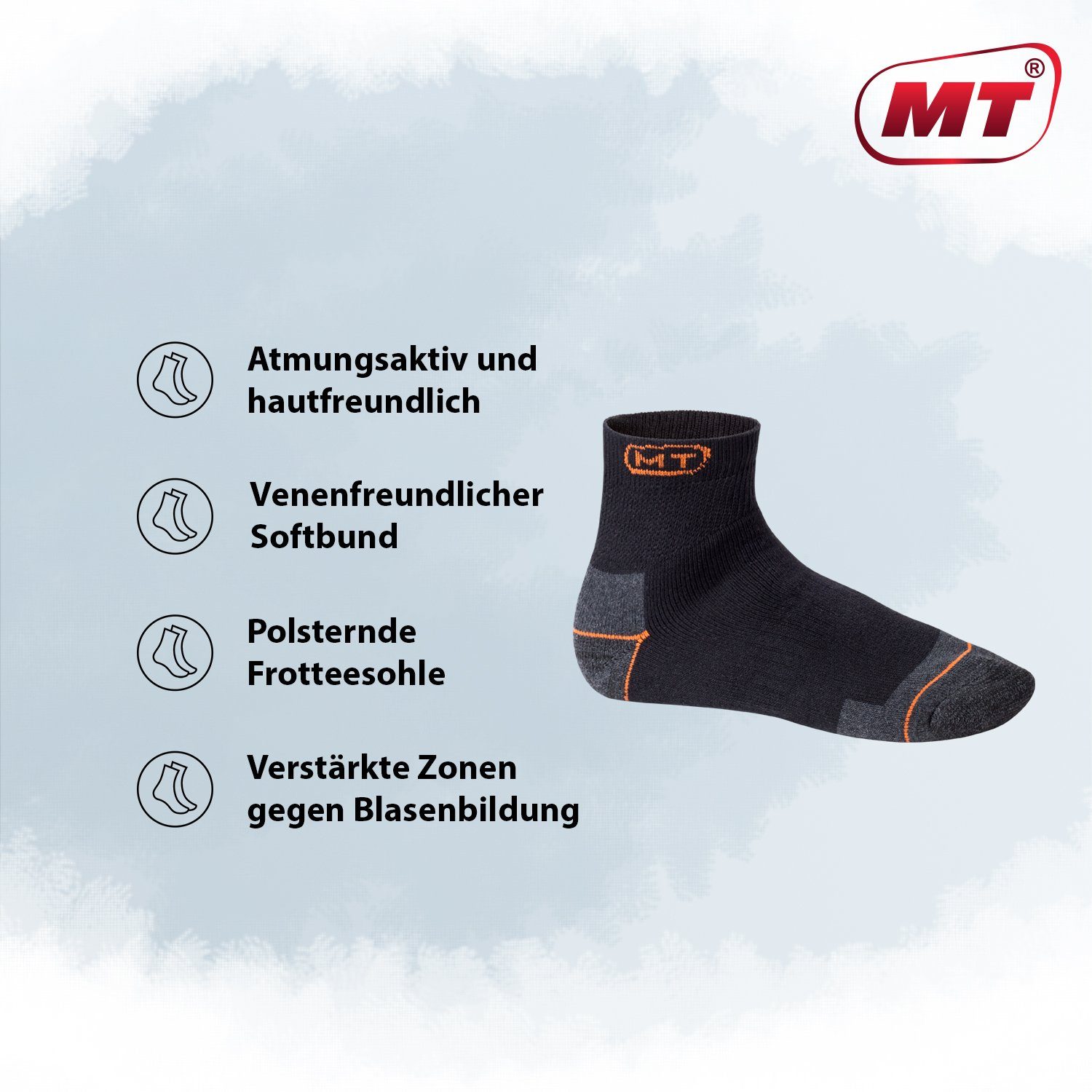 MT Arbeitssocken Herren robuste Arbeits- & Freizeit Kurzschaft Socken (6/12 Paar)