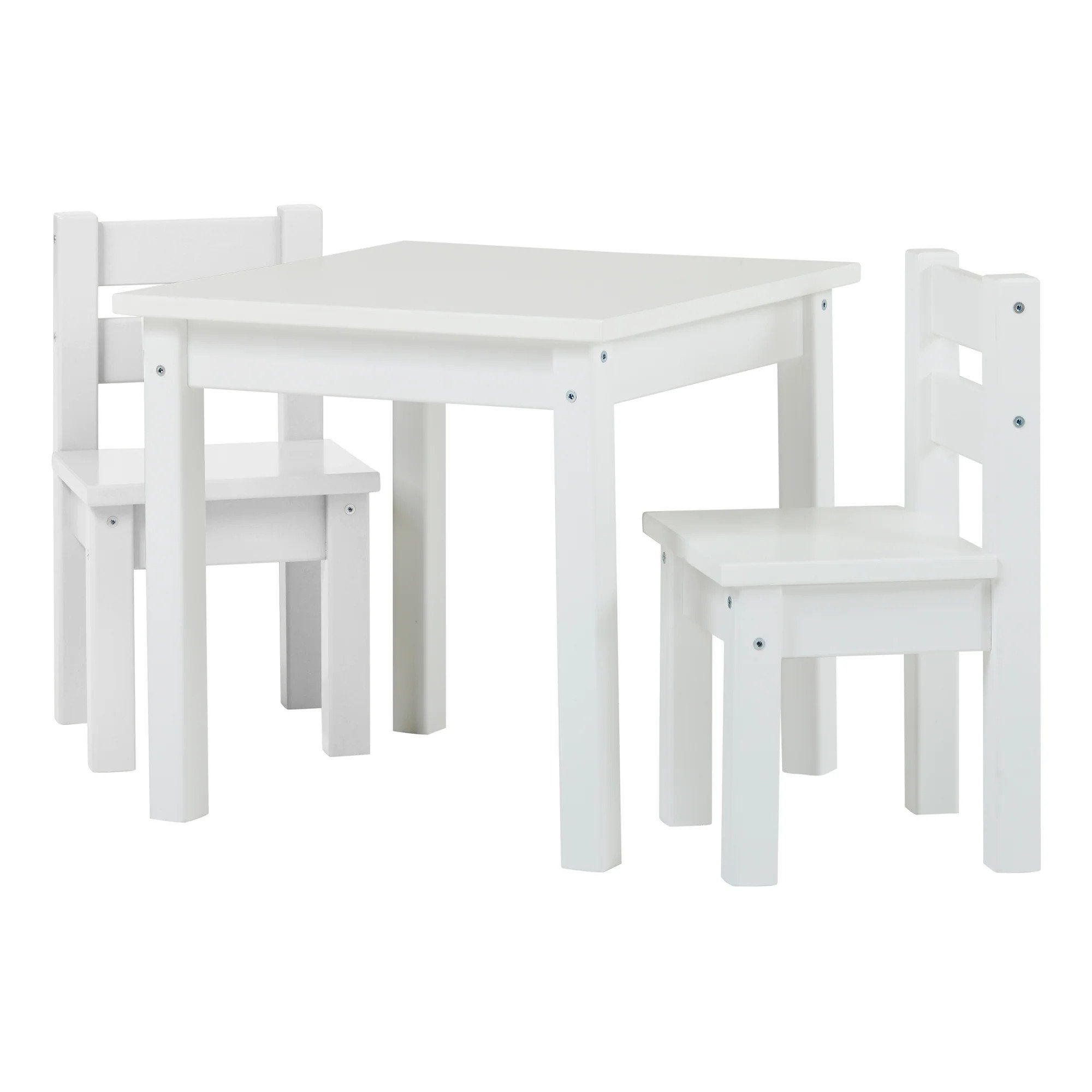 Hoppekids Kindersitzgruppe Mads Tisch mit 2 Stühlen Kiefer massiv & MDF Weiß