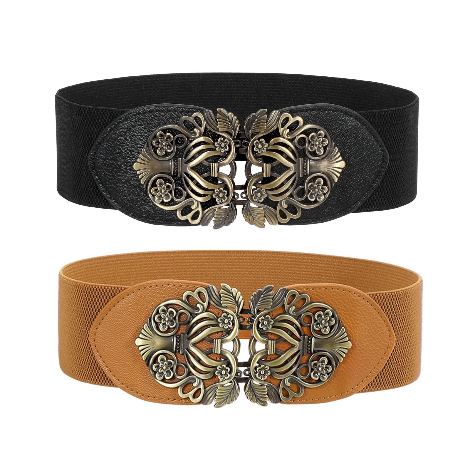 Bwecuy Taillengürtel Breiter Elastischer Taillengürtel für Frauen, Breite Retro Mode Cinch Damen Vintage Stretchy Taille Gürtel für Kleider