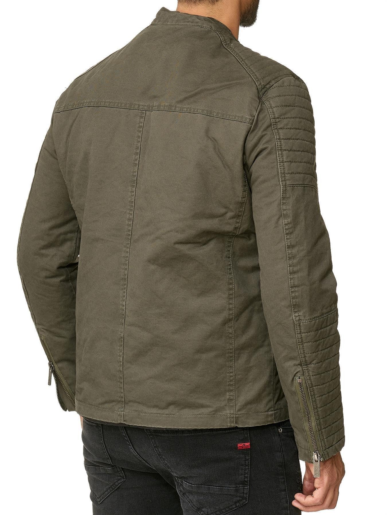 RedBridge Bikerjacke robuste Bickerjacke mit Reißverschluss und kurzem Stehkragen
