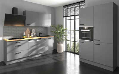 Küchen-Preisbombe Küchenzeile NESSA 220 + 120 cm Küchenzeile Küchenblock Einbauküche Anthrazit Grau