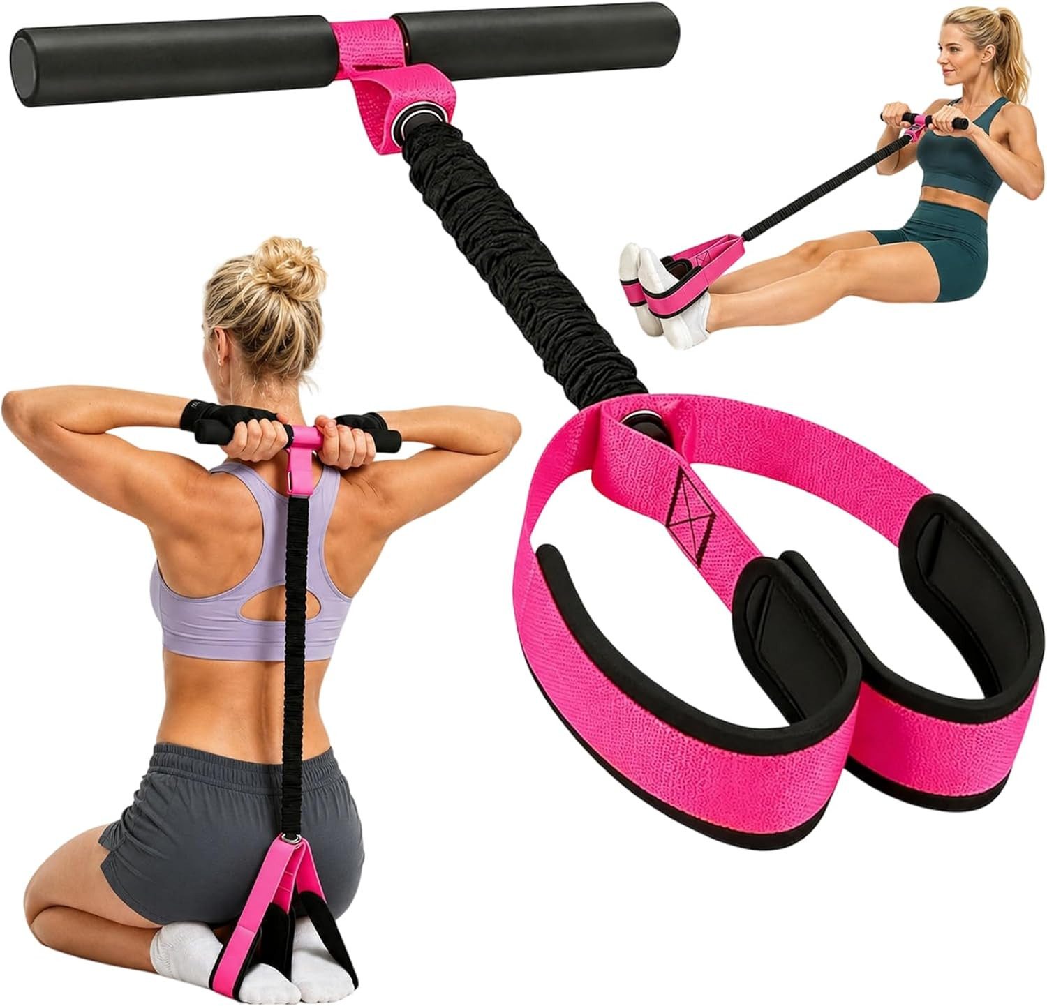FELIXLEO Multitrainer Bauchtrainer für Zuhause mit Griff, Fußwiderstandsband für Fitness, (1-St)