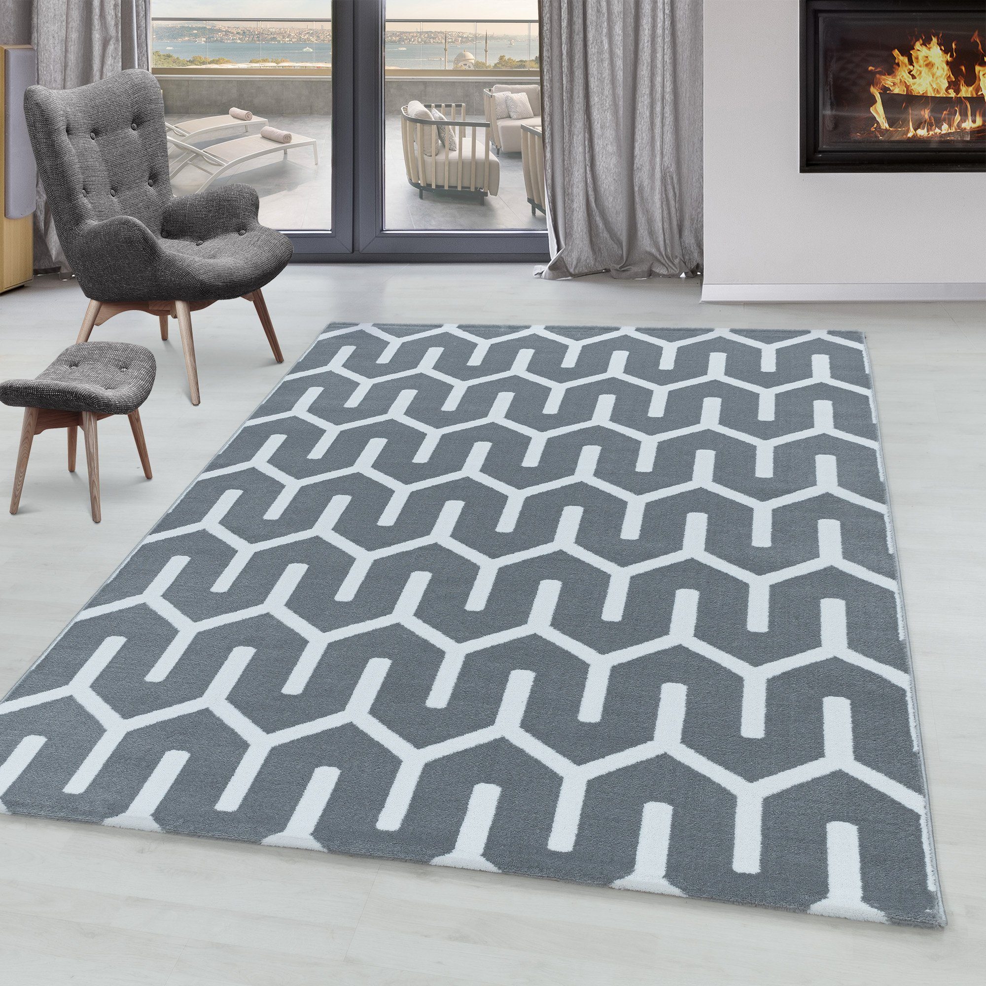 SIMPEX24 Designteppich Geometrisch Design, Läufer, Höhe: günstig online kaufen