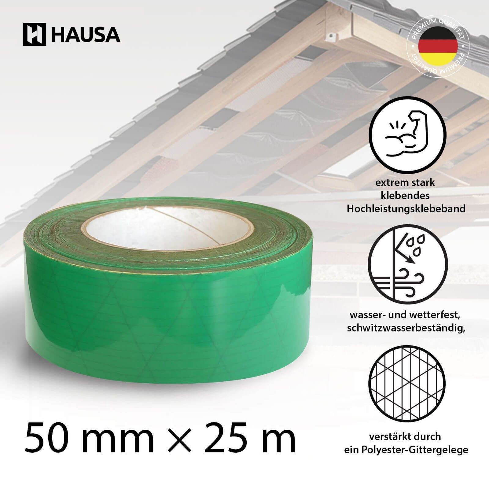 Hausa Dampfsperrklebeband Hochleistungsklebeband grün (Dampfbremse Dampfspe günstig online kaufen