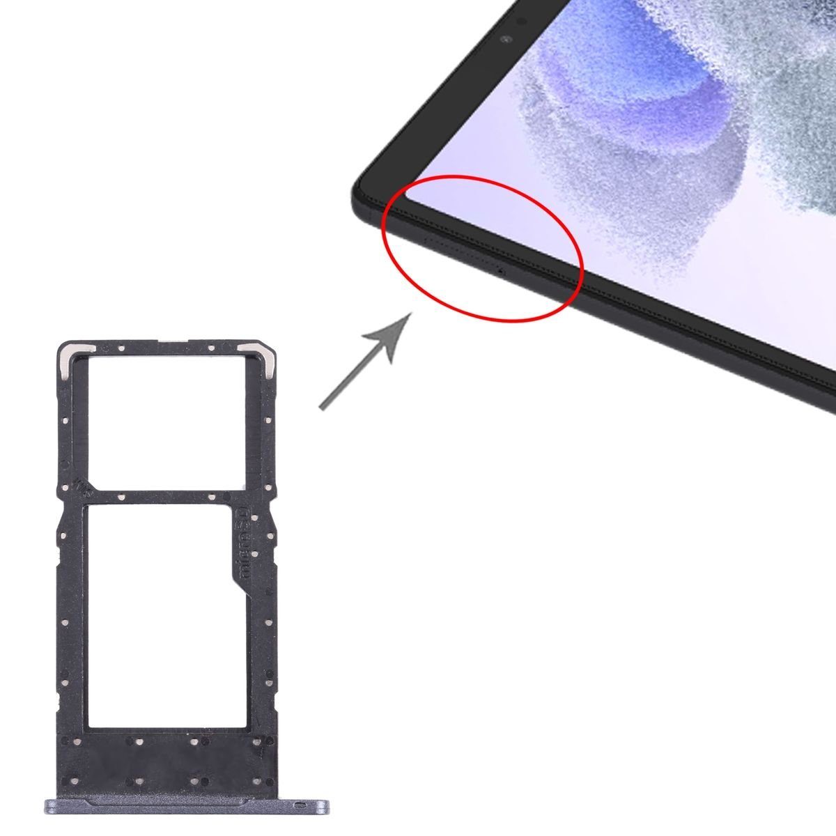 Wigento Sim + Micro SD Karten Halter für Samsung Galaxy Tab A7 Lite  Ersatzteil Zubehör Schwarz Tablet-Adapter, 0 cm