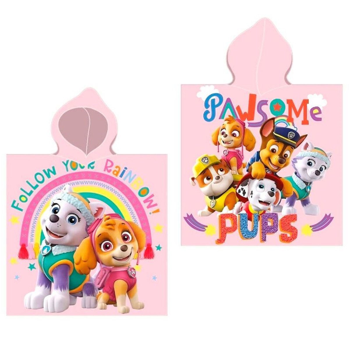 PAW PATROL Poncho Kinder Kapuzenponcho für zuhause und unterwegs 110x55 cm