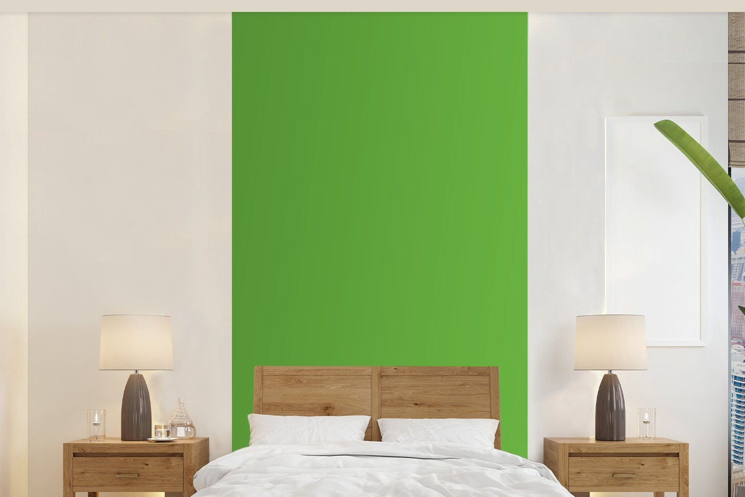 MuchoWow Fototapete Grün - Schlafzimmer St), für Fototapete Natur, Wohnzimmer - bedruckt, Farben Küche, Vliestapete (2 Matt