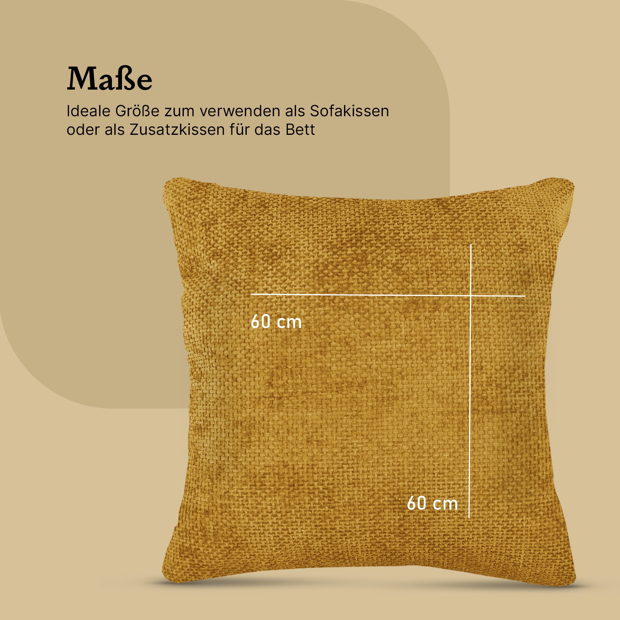 Bestlivings Kissenhüllen Chenille Cross, 60x60cm, verdeckter Reißverschluss, waschbar bei 30 °C – Bild 3 von 5