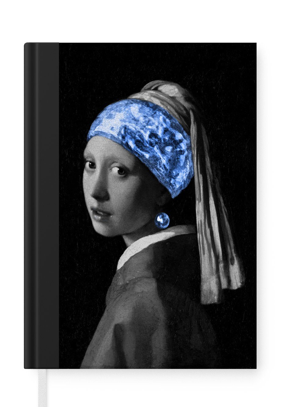 MuchoWow Notizbuch Mädchen mit einem Perlenohrring - Johannes Vermeer - Blau, Journal, Merkzettel, Tagebuch, Notizheft, A5, 98 Seiten, Haushaltsbuch